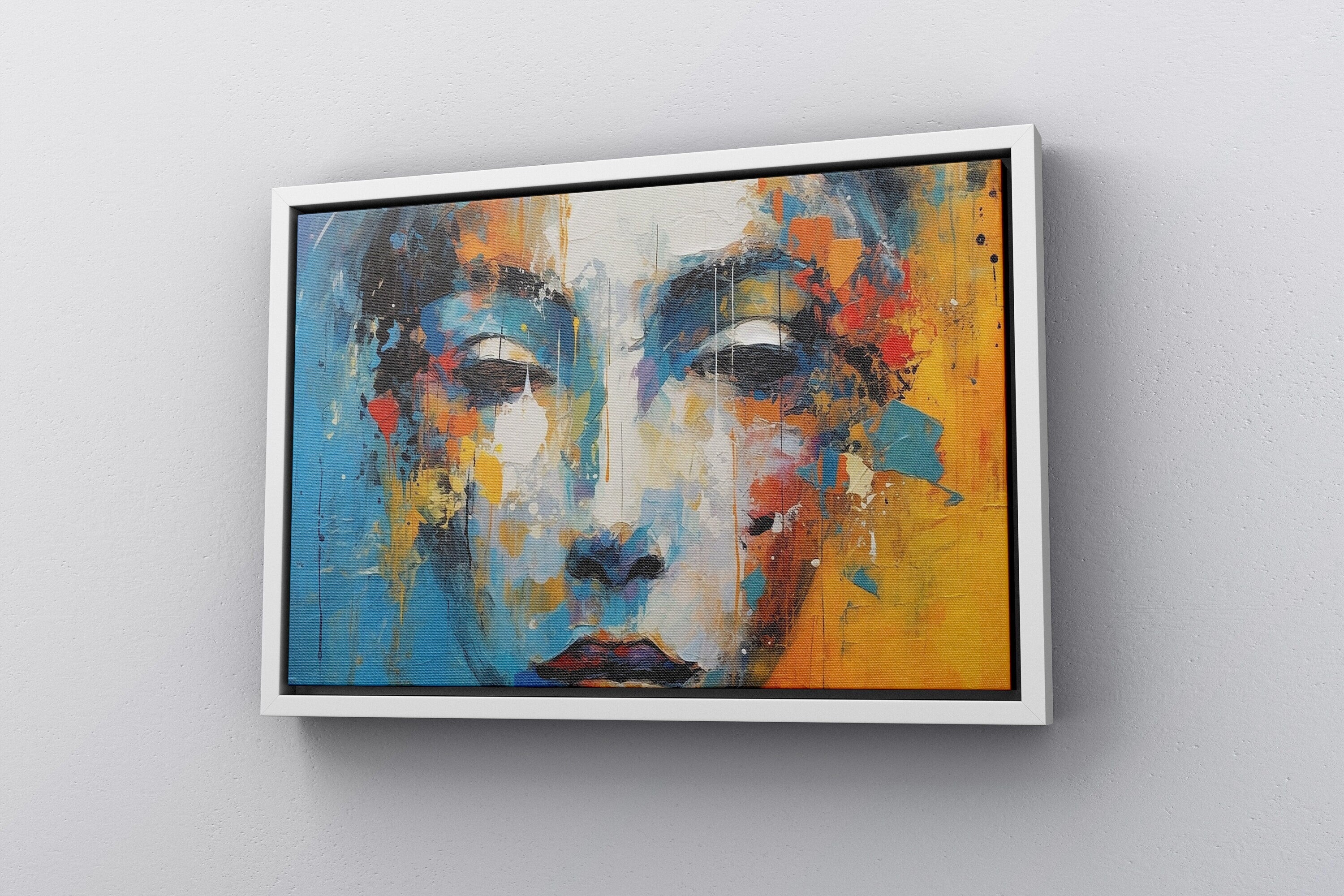 Beautiful Female Face with Oil Paints Canvas Poster Art