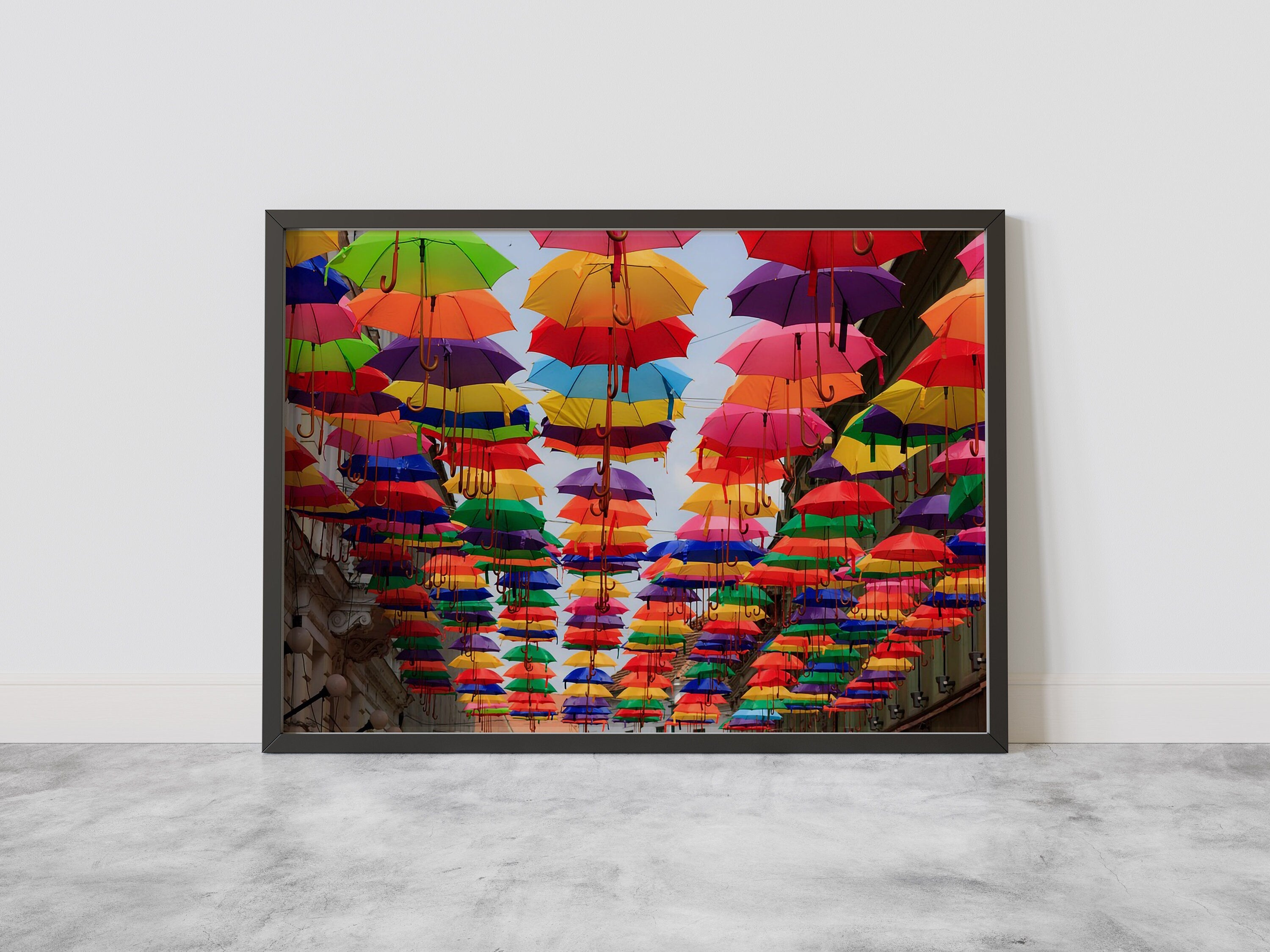 RainBow Umbrella Canvas Wall Decor