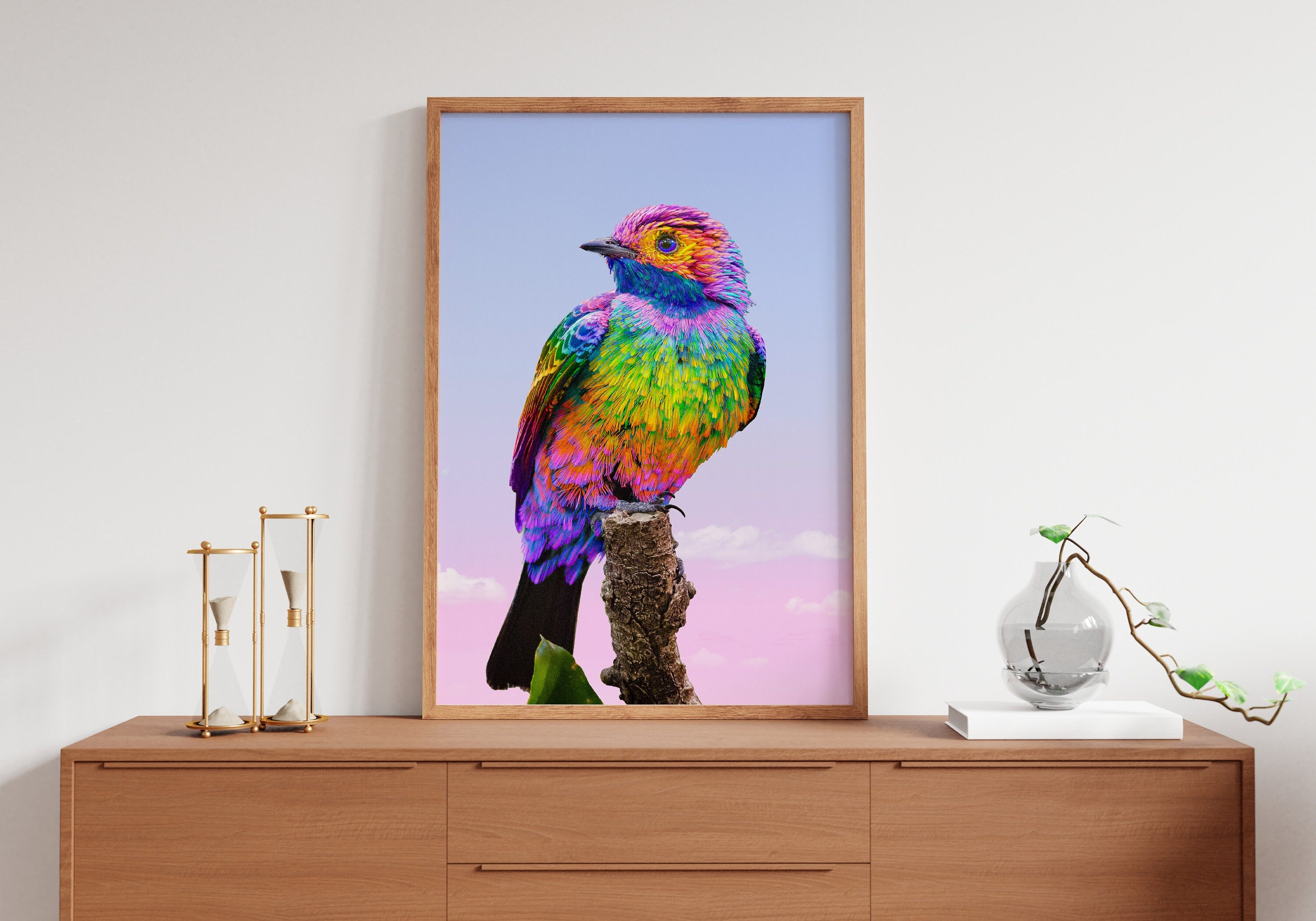 Rainbow Bird Canvas Poster