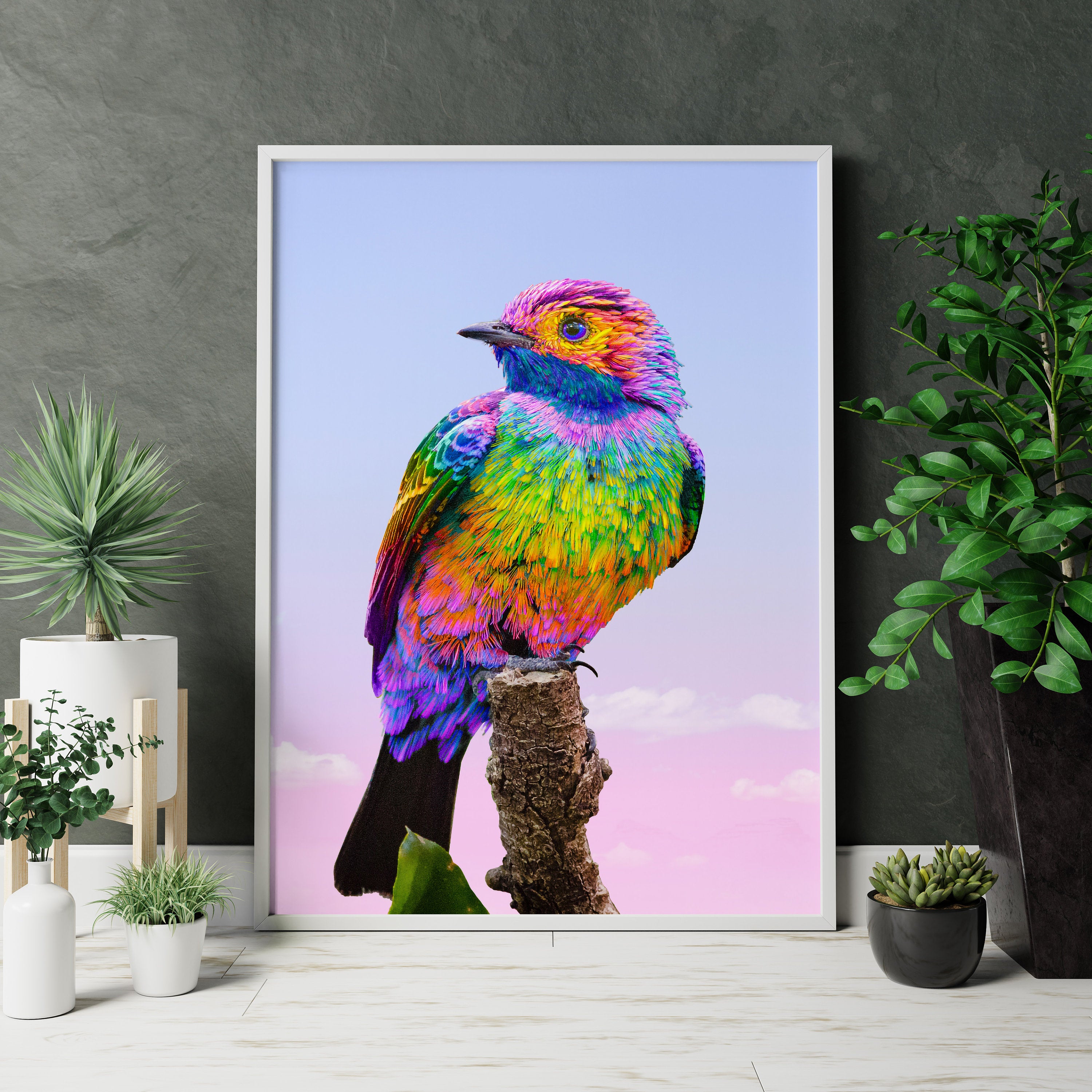 Rainbow Bird Canvas Poster