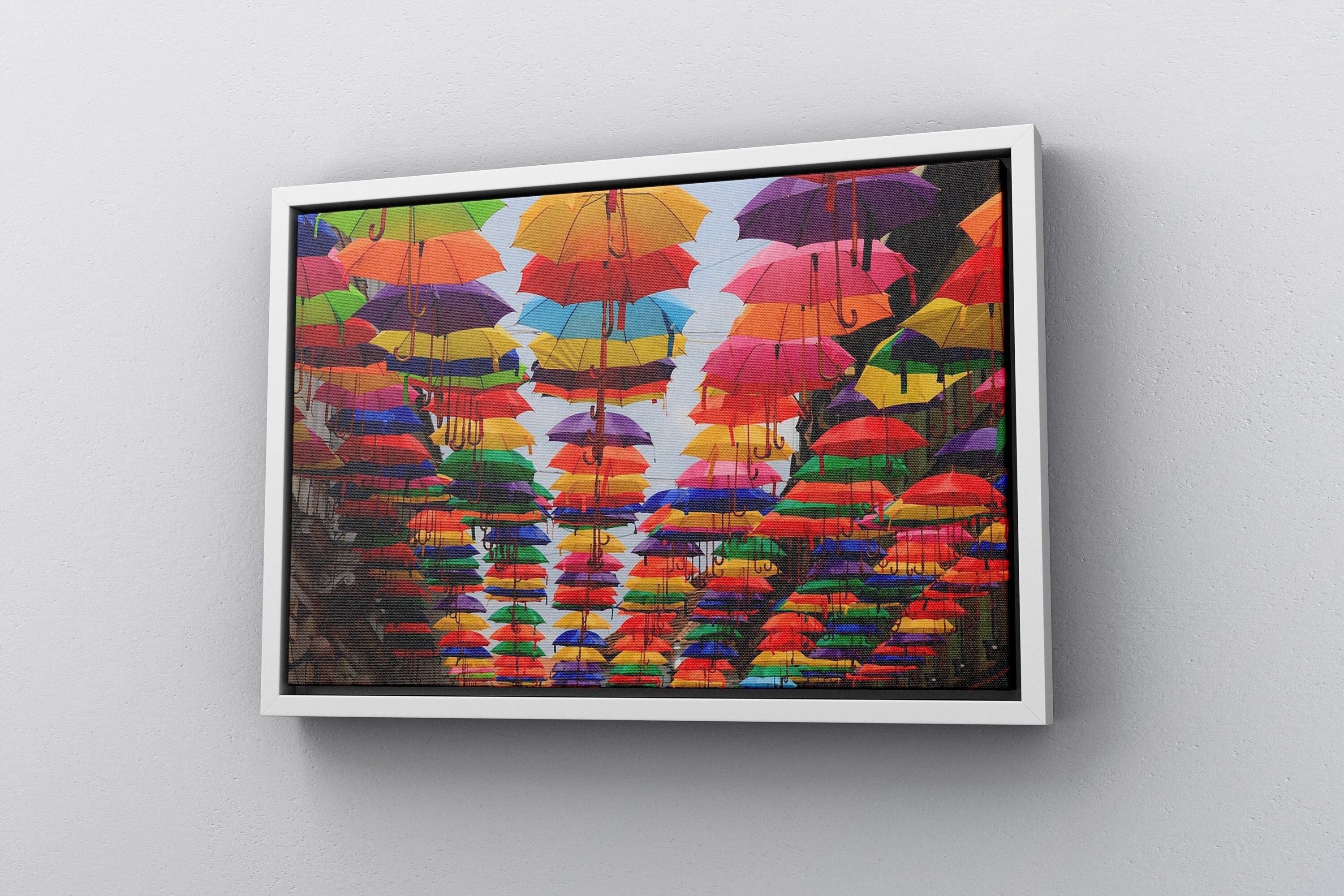 RainBow Umbrella Canvas Wall Decor