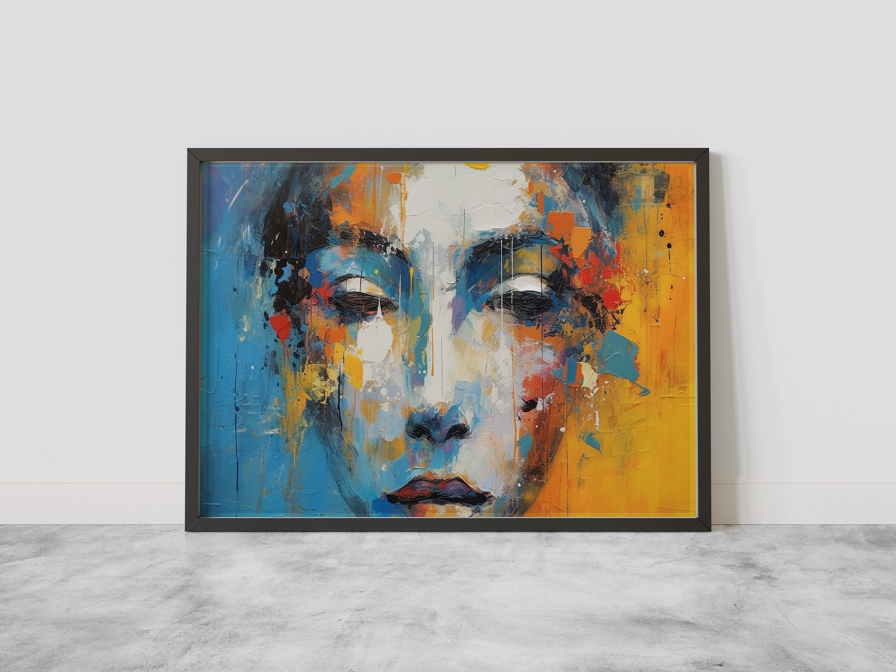 Beautiful Female Face with Oil Paints Canvas Poster Art