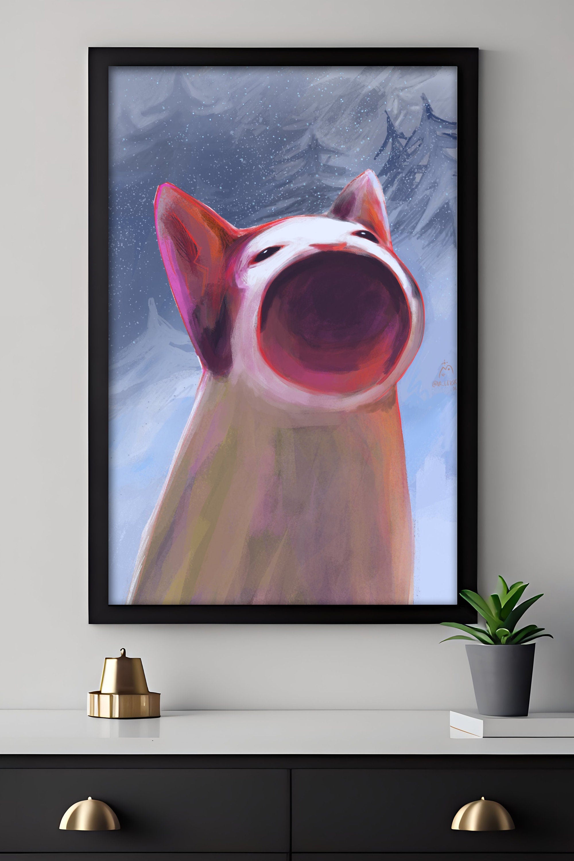 Scream Cat Funny Canvas Poster