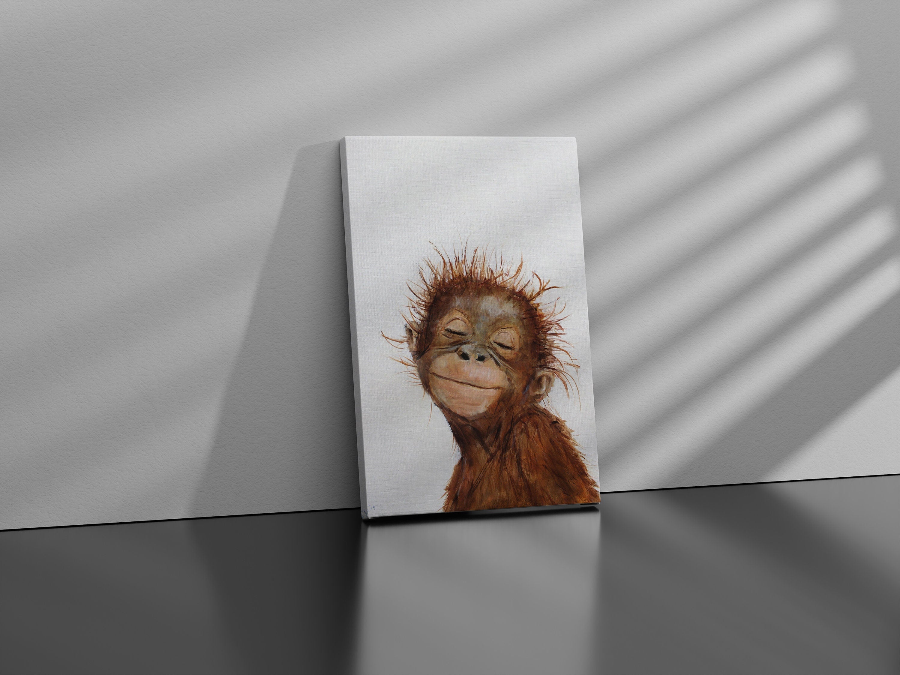 Baby Monkey Smile Canvas Art