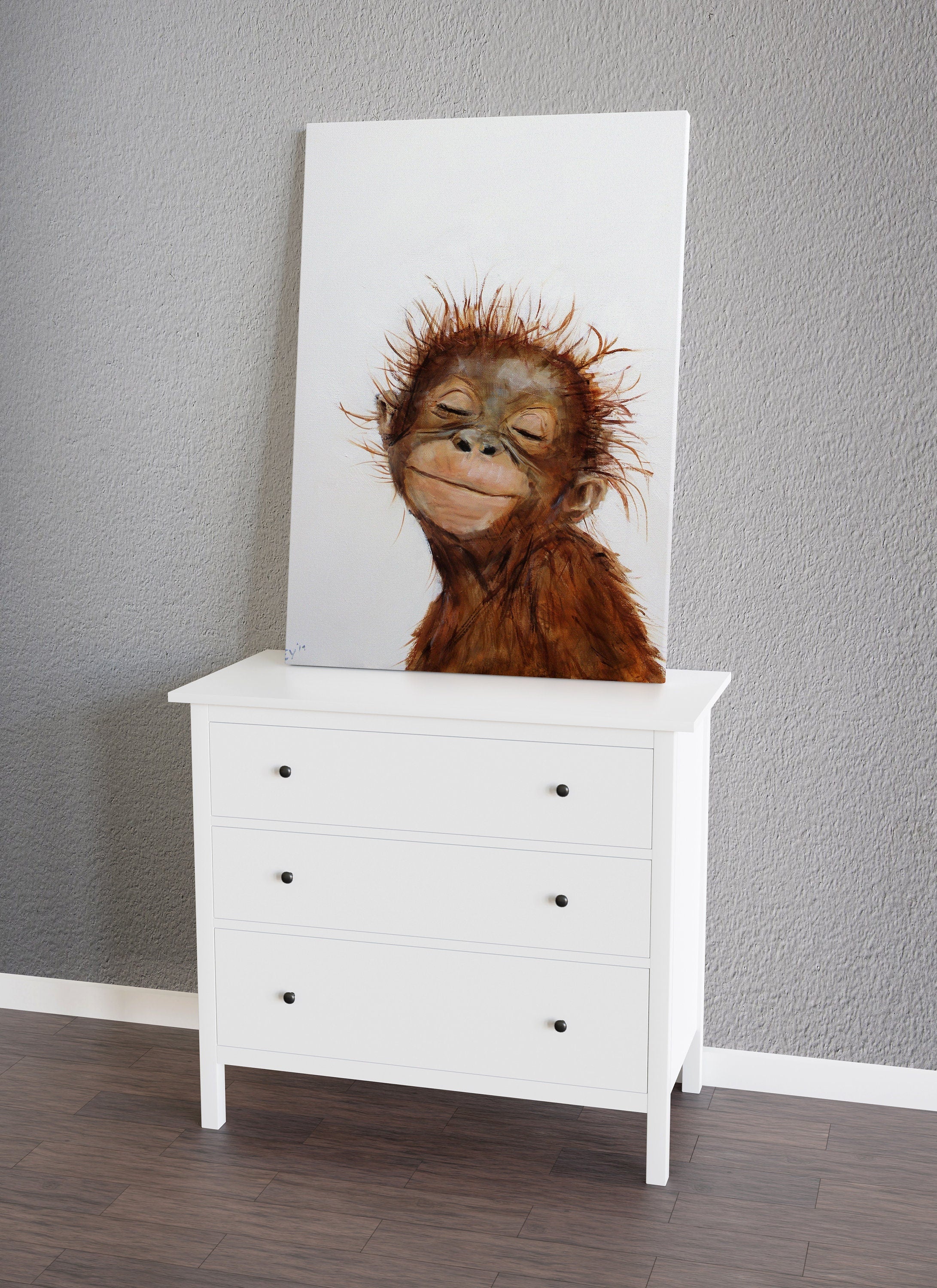 Baby Monkey Smile Canvas Art