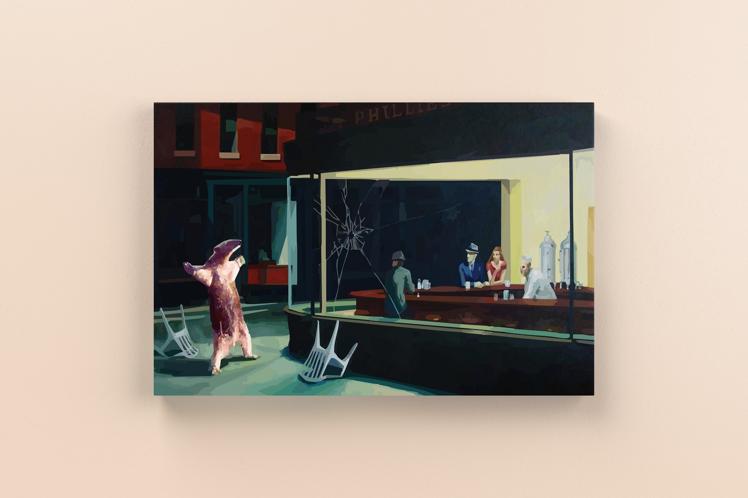 Funny Nighthawks Canvas Art