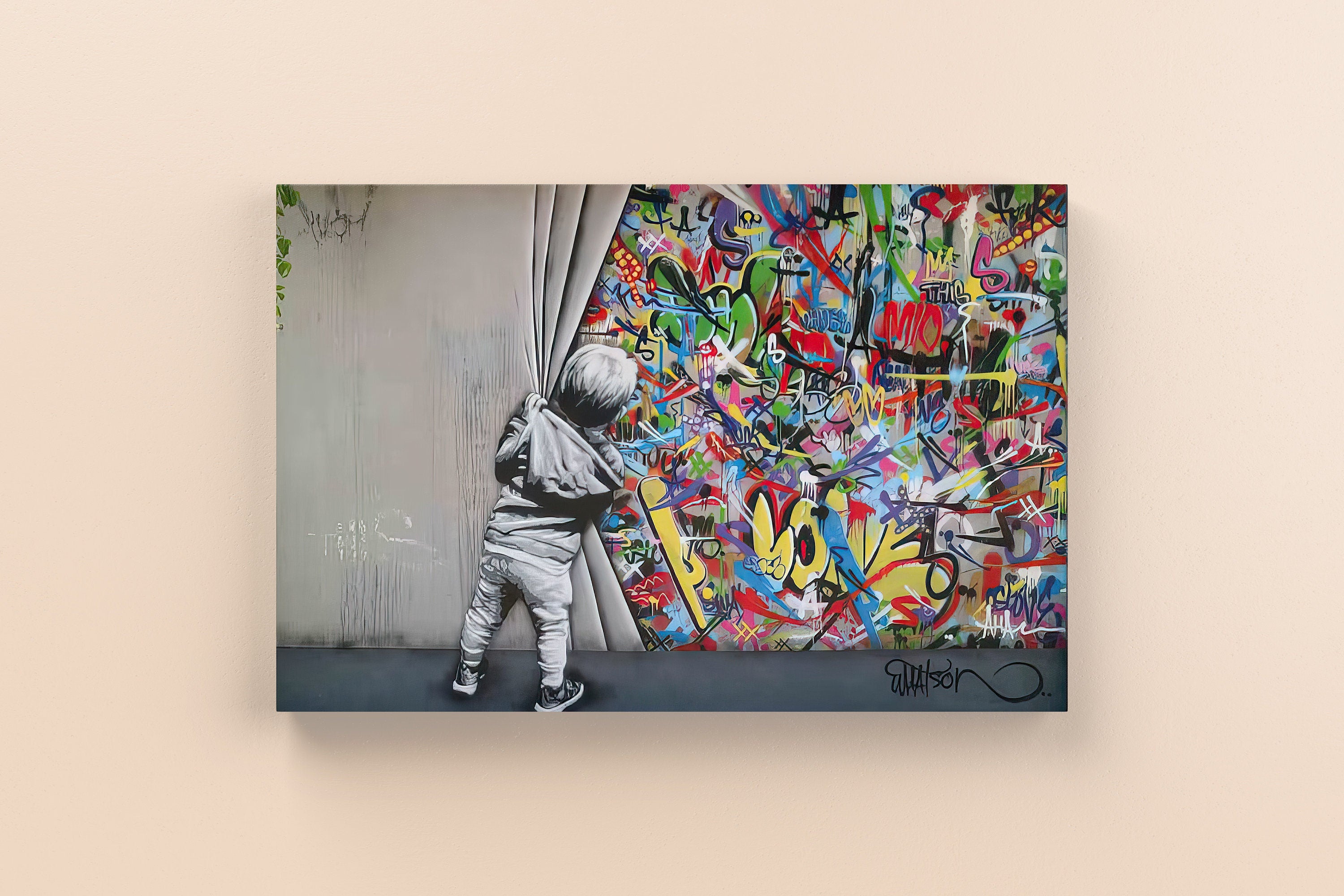 Martin Whatson Behind The Curtain Canvas Wall Art