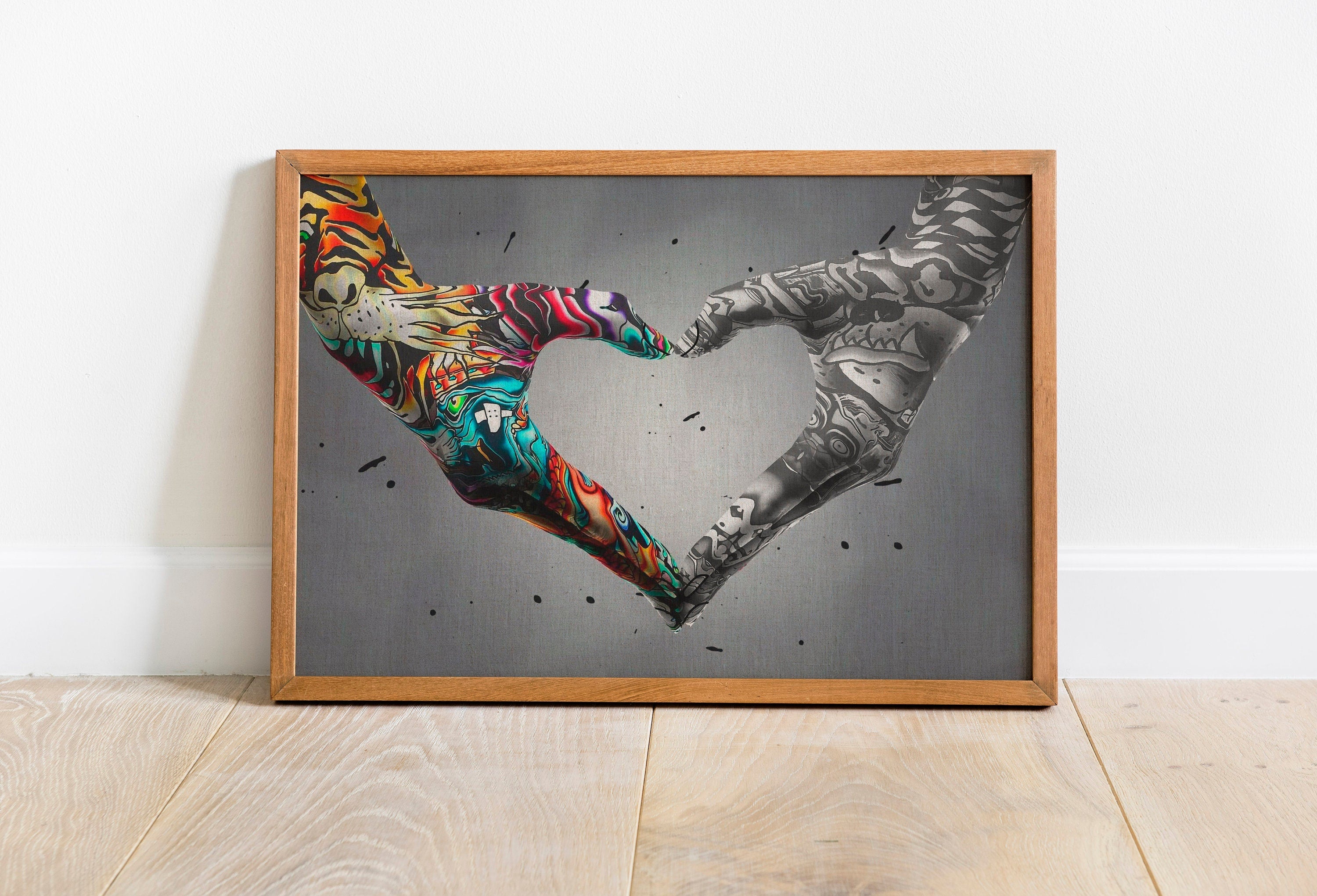 Couple Holding Hands Graffiti Painting Canvas