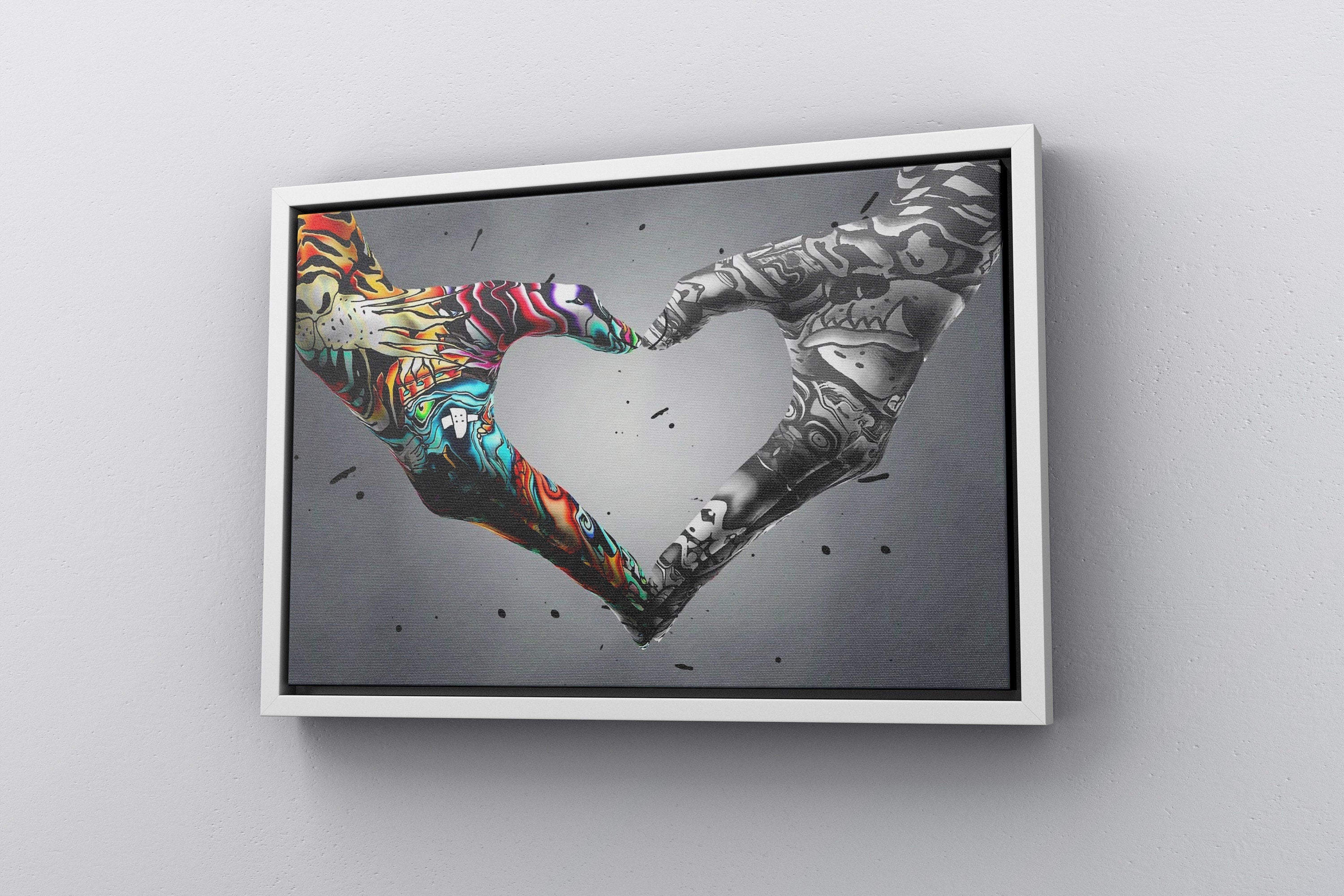 Couple Holding Hands Graffiti Painting Canvas