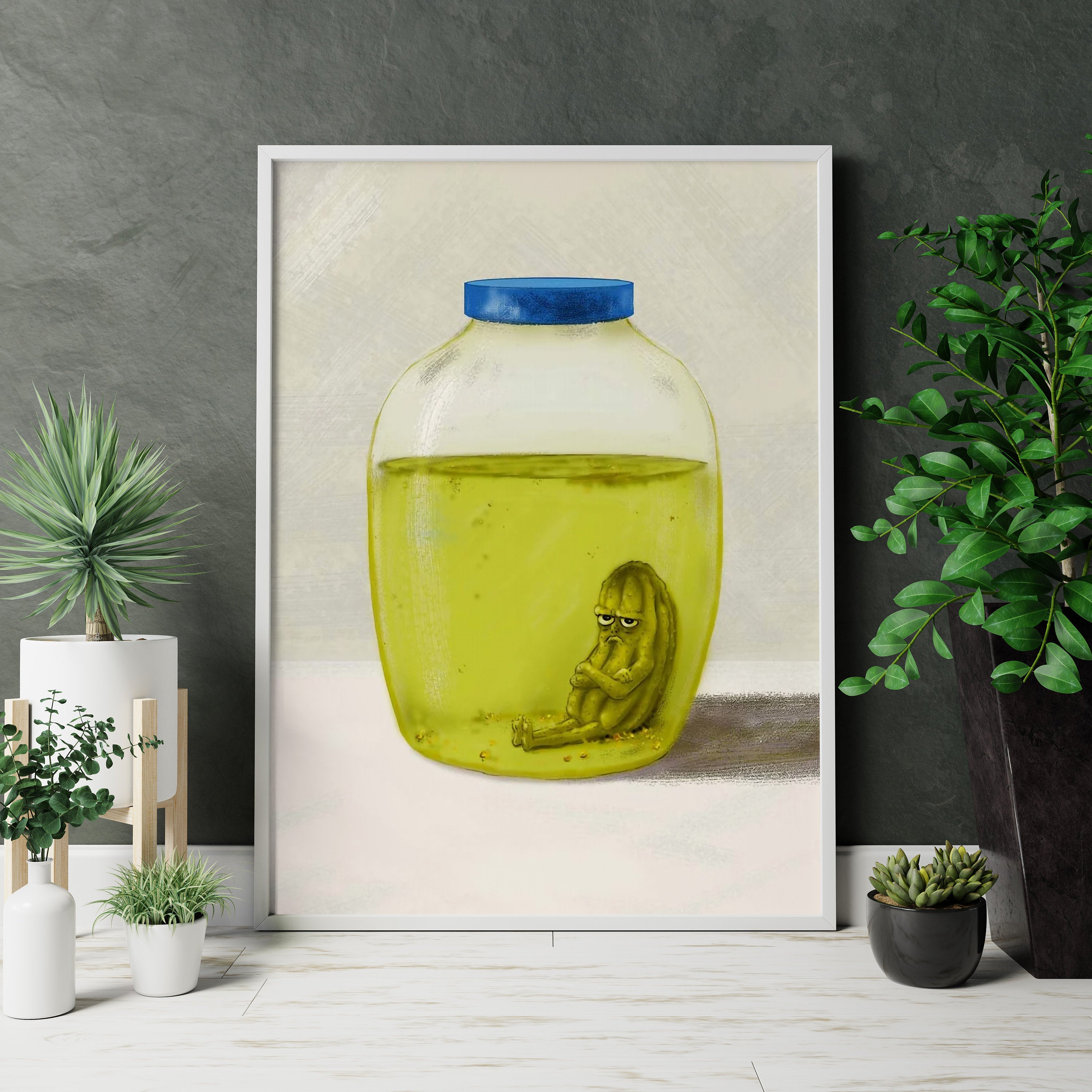 Sad Pickle Funny Canvas Poster