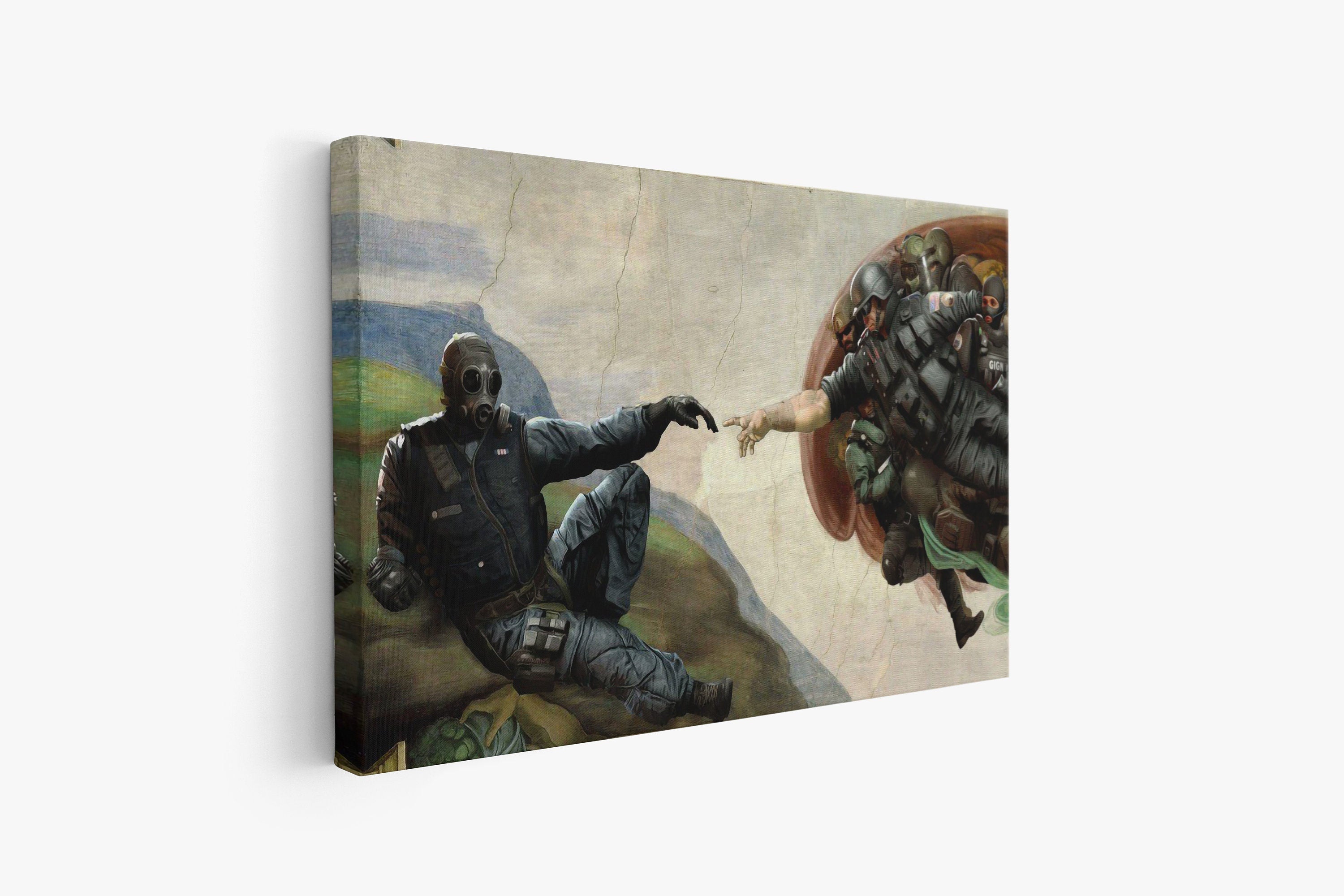 Creation of Adam Parody Canvas Poster