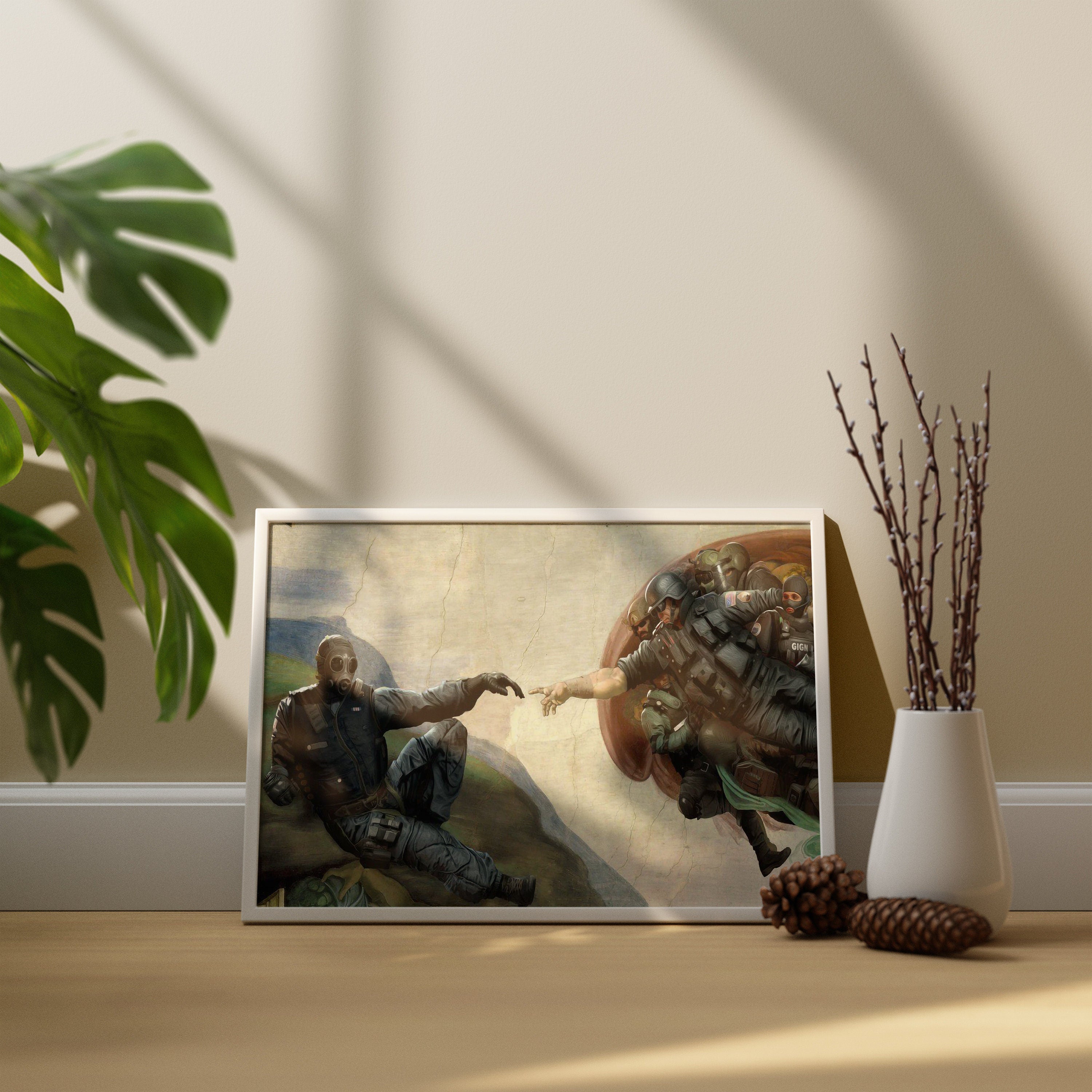 Creation of Adam Parody Canvas Poster