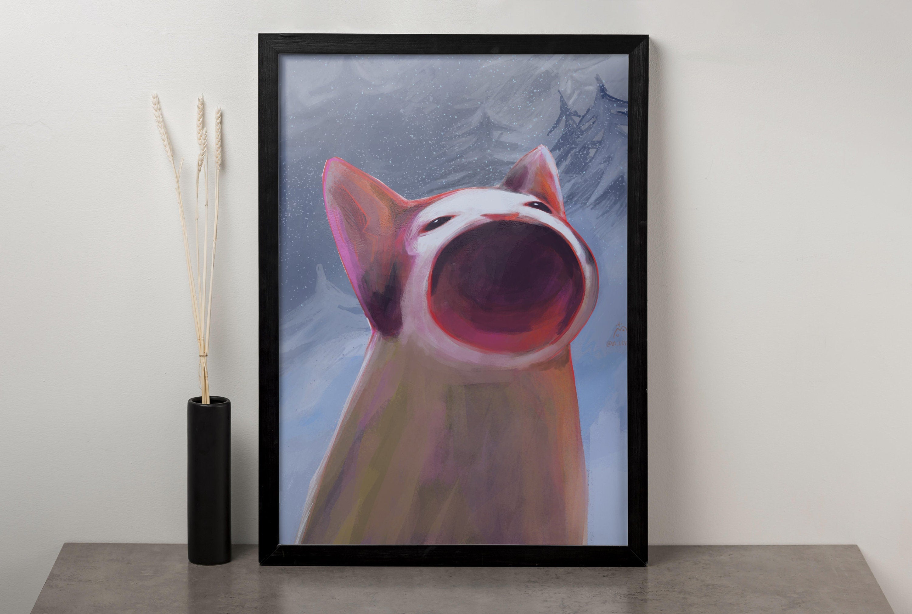 Scream Cat Funny Canvas Poster