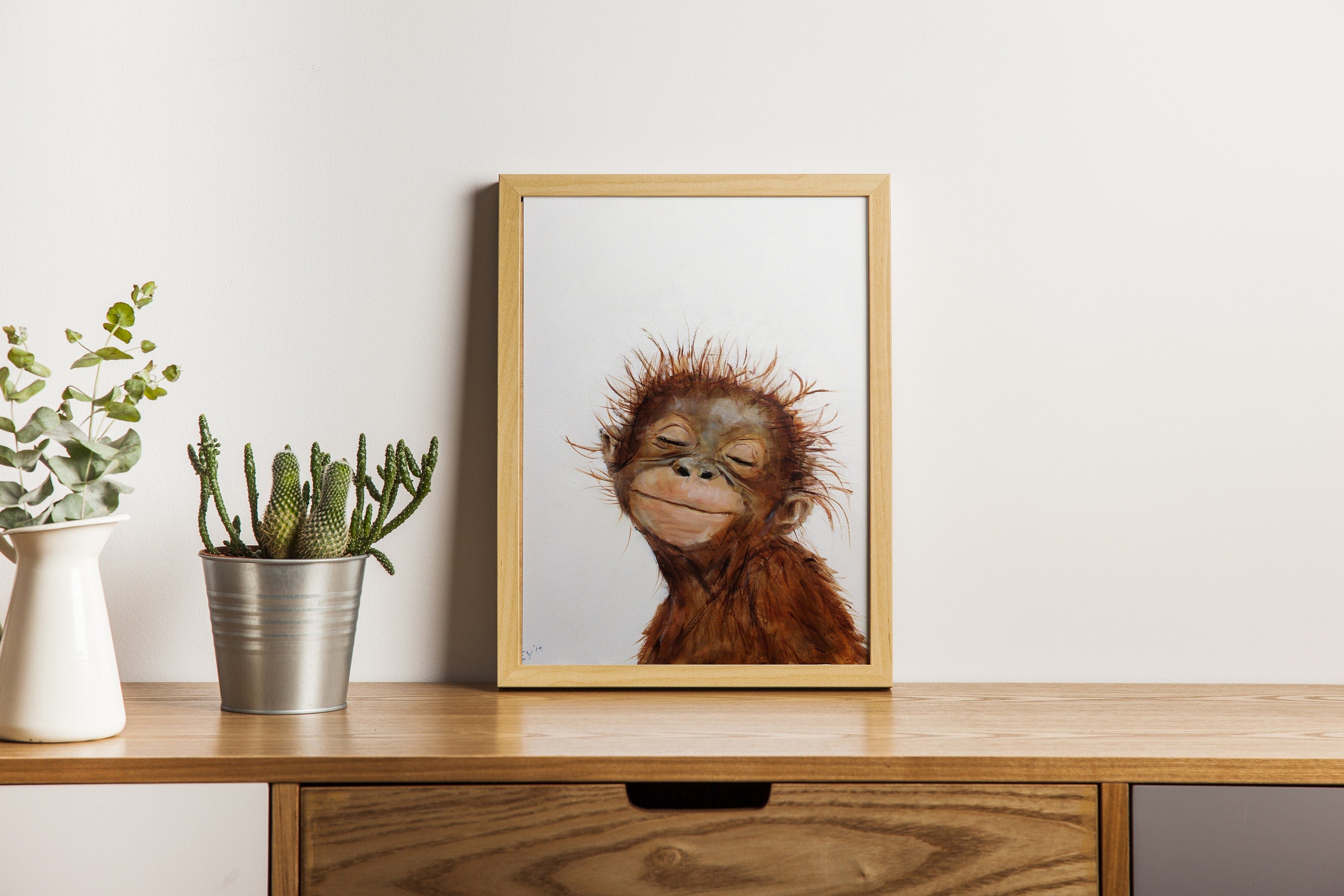 Baby Monkey Smile Canvas Art