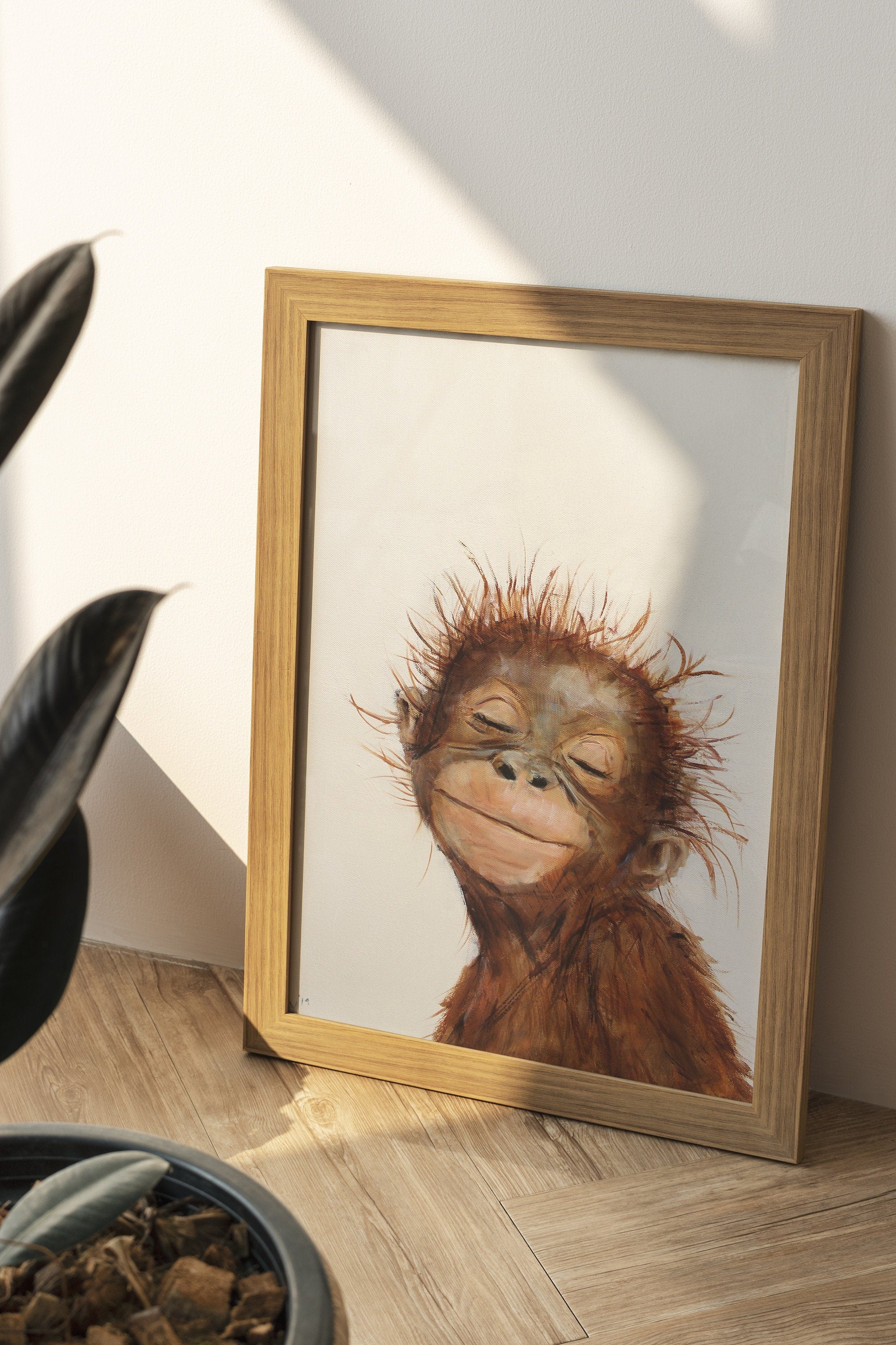 Baby Monkey Smile Canvas Art