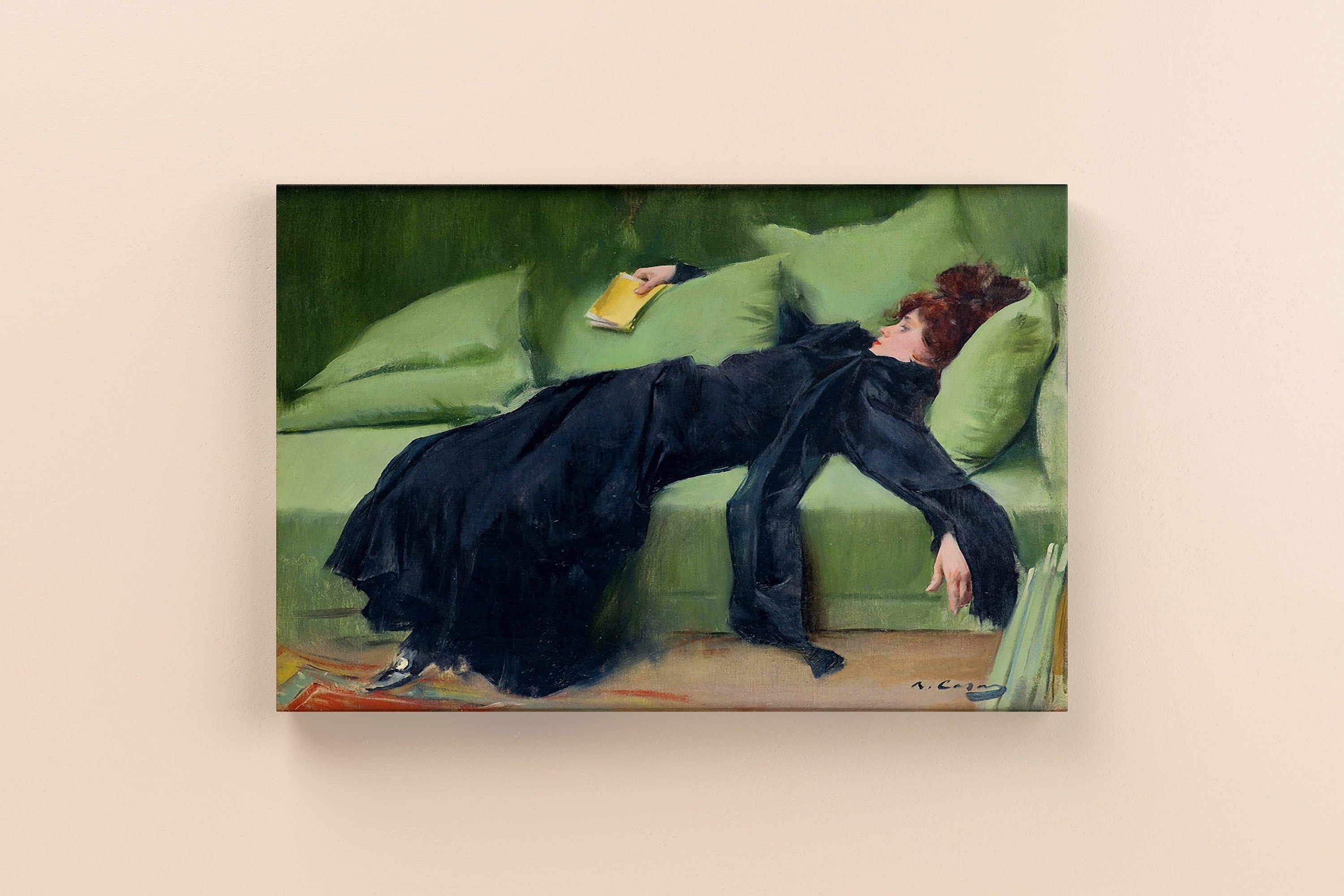 Ramon Casas Decadent Young Woman Canvas Wall Art