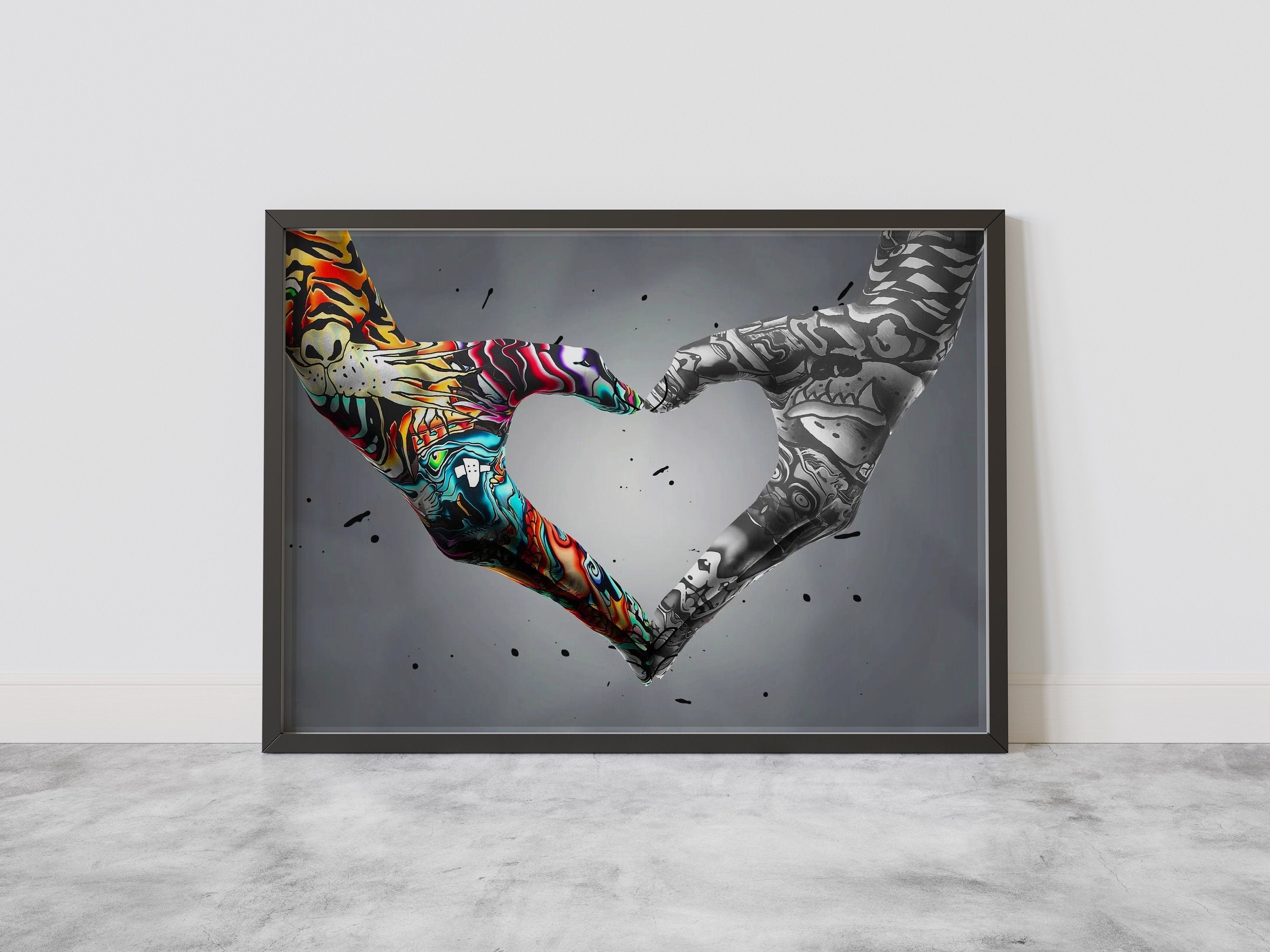 Couple Holding Hands Graffiti Painting Canvas