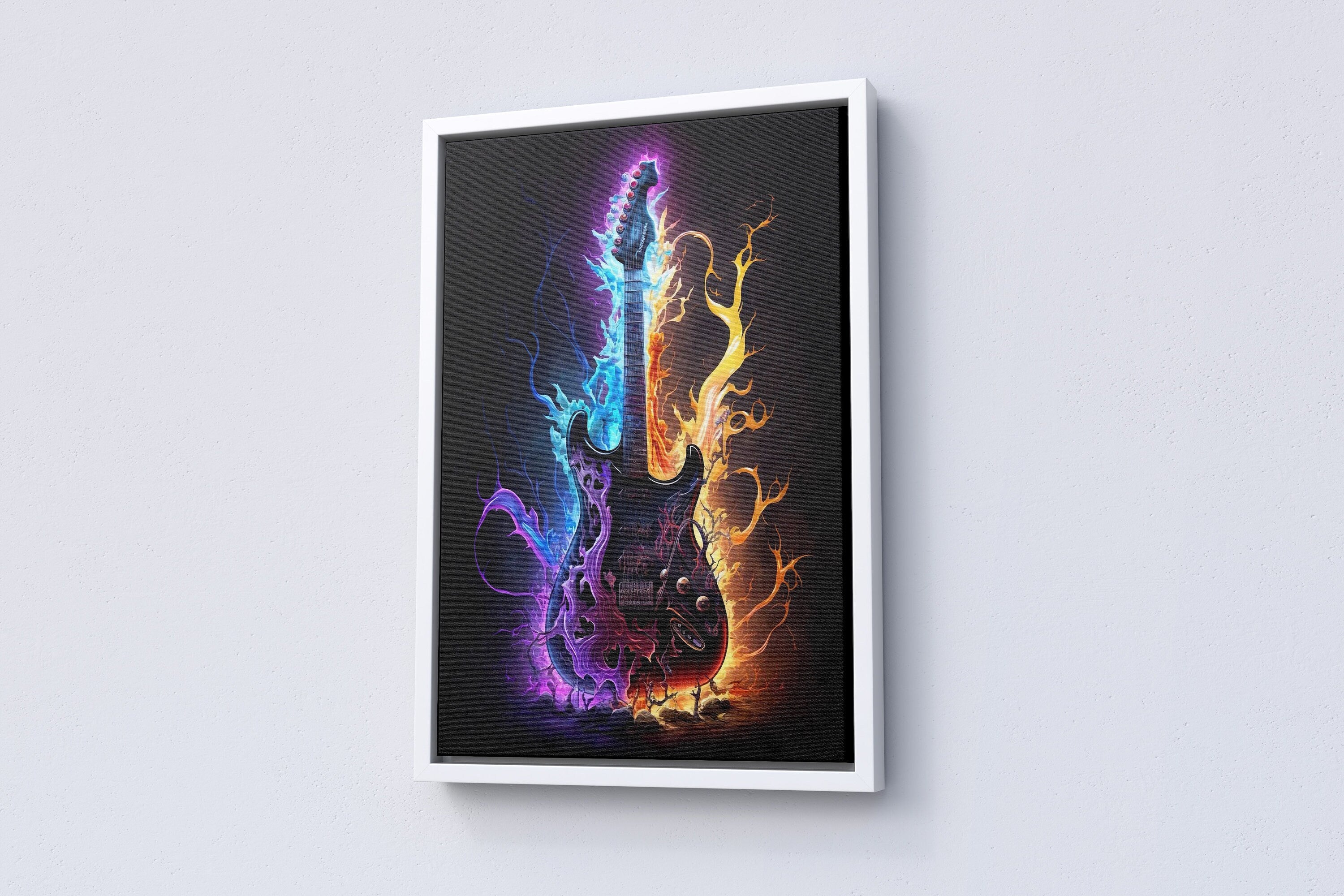 Abstract Colorful Guitar Oil Painting Canvas Print Wall Art