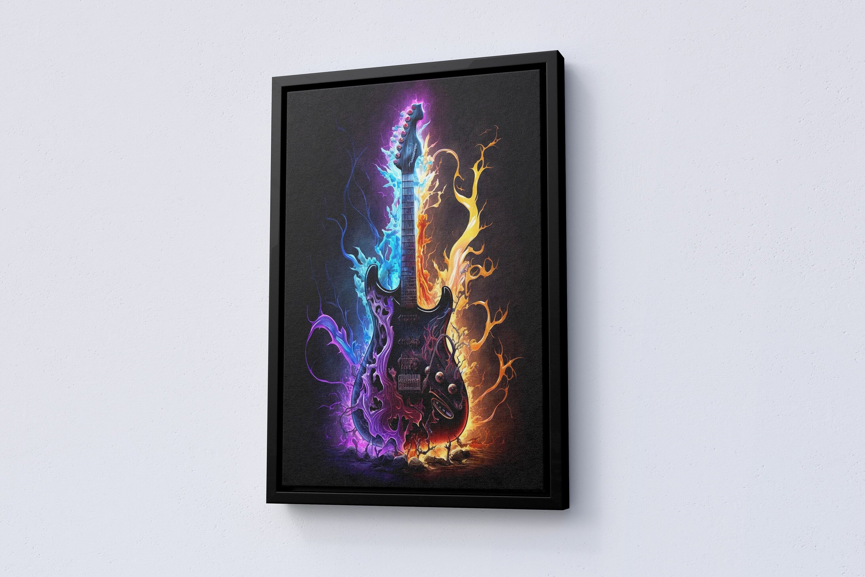 Abstract Colorful Guitar Oil Painting Canvas Print Wall Art