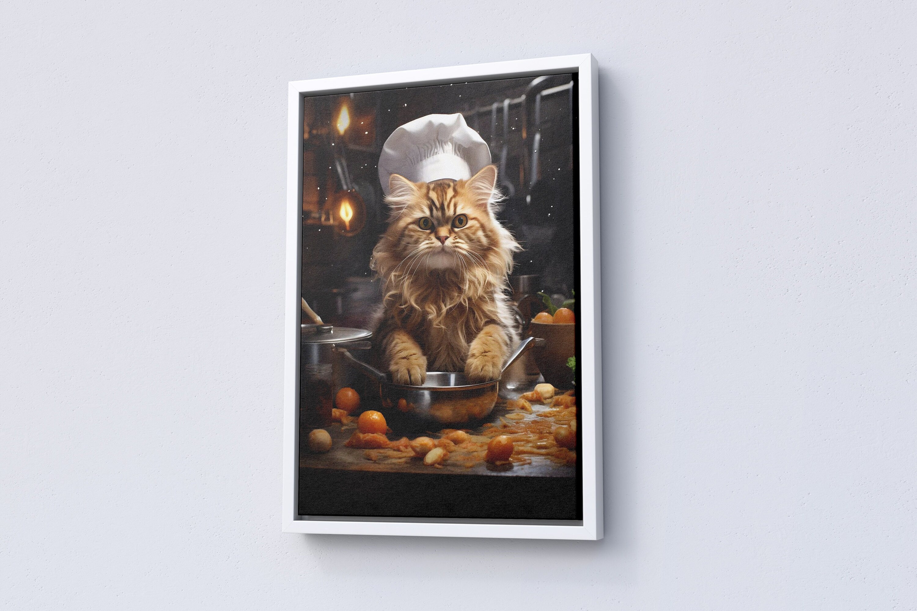 Orange Cat Chef Kitchen Canvas Wall Decor