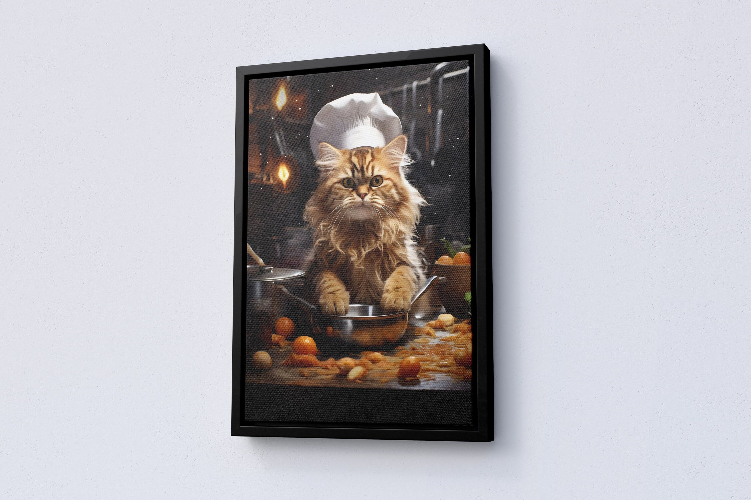 Orange Cat Chef Kitchen Canvas Wall Decor