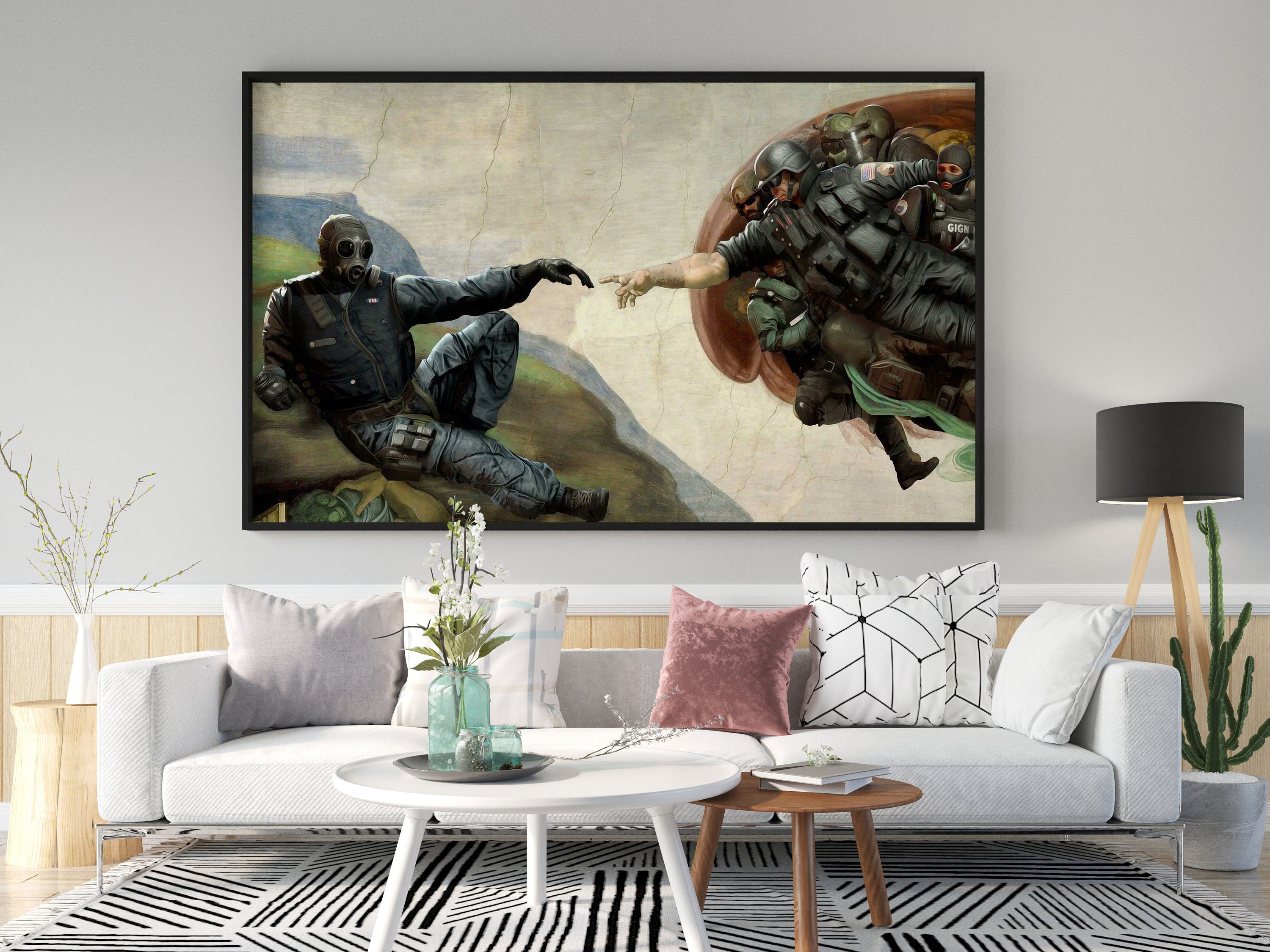 Creation of Adam Parody Canvas Poster