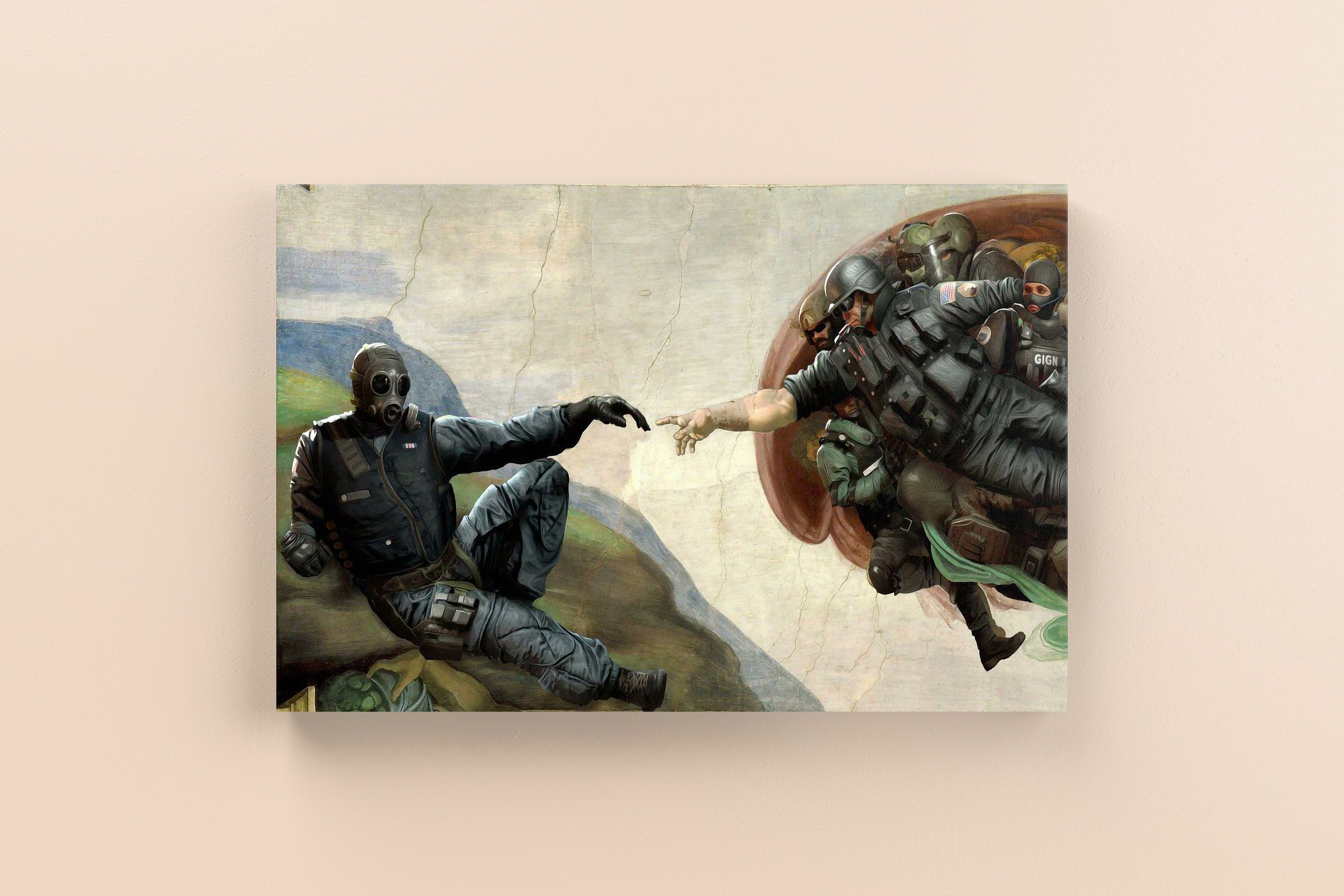 Creation of Adam Parody Canvas Poster