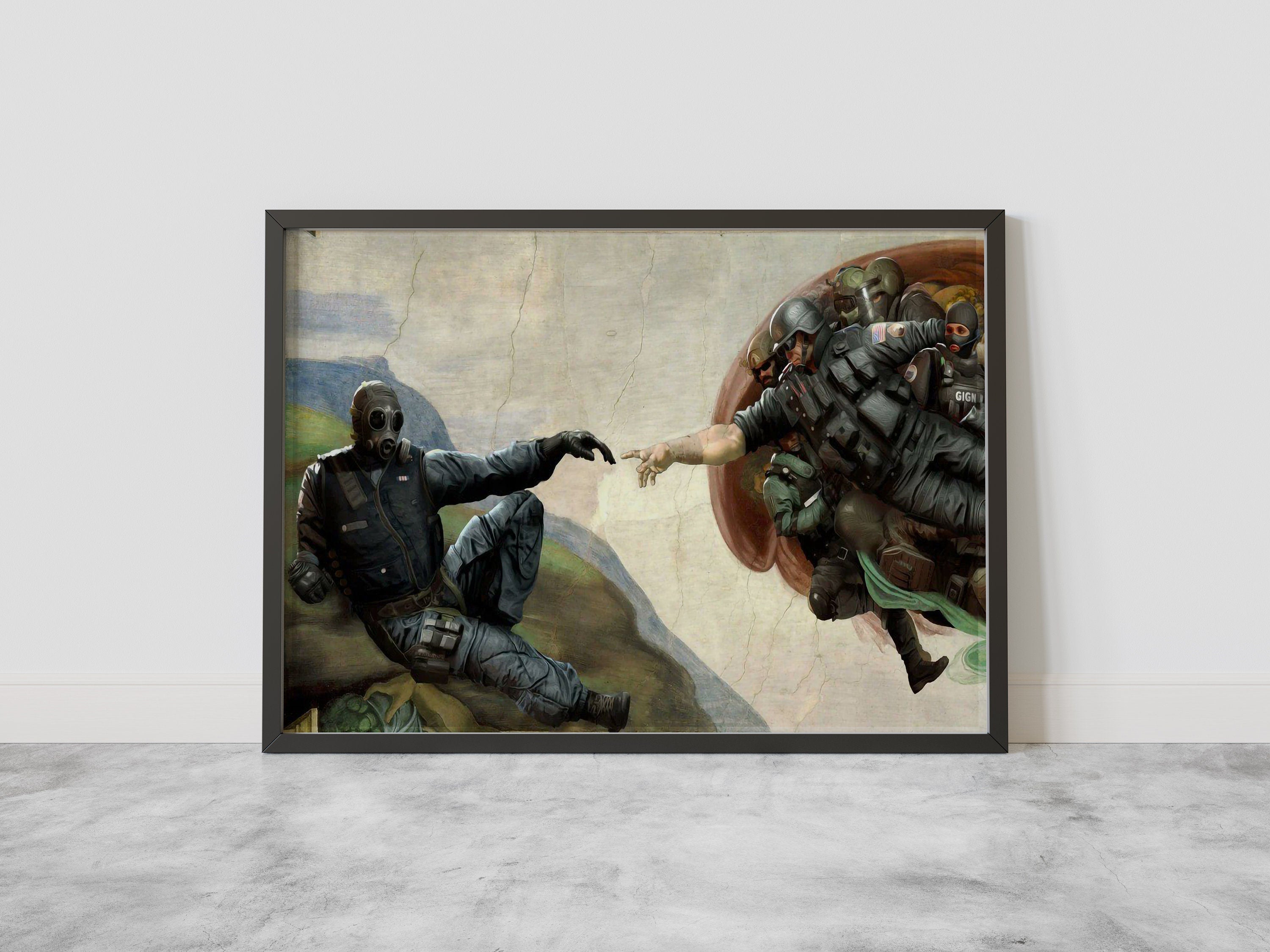 Creation of Adam Parody Canvas Poster