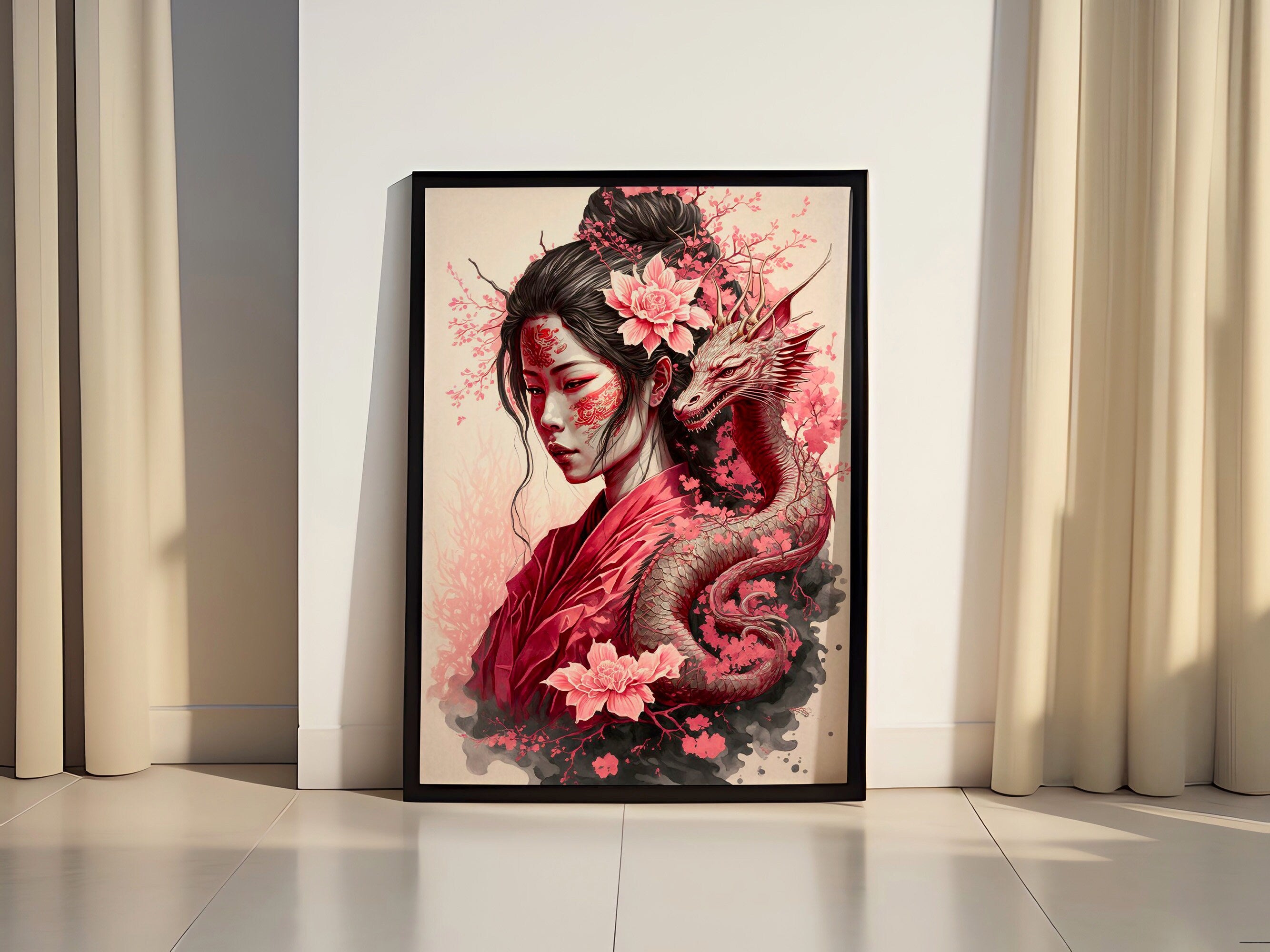 Samurai Anime Girl Canvas Art