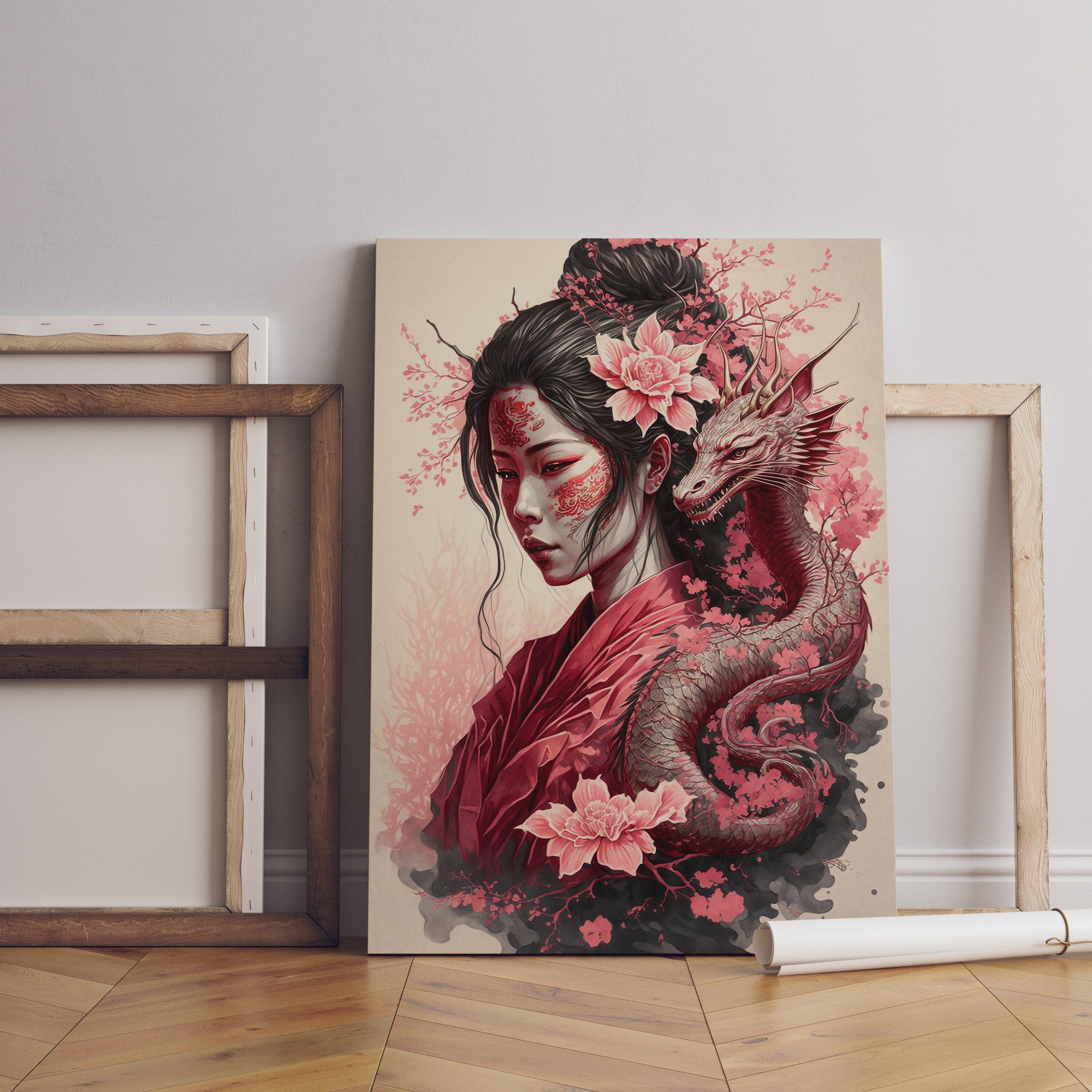 Samurai Anime Girl Canvas Art