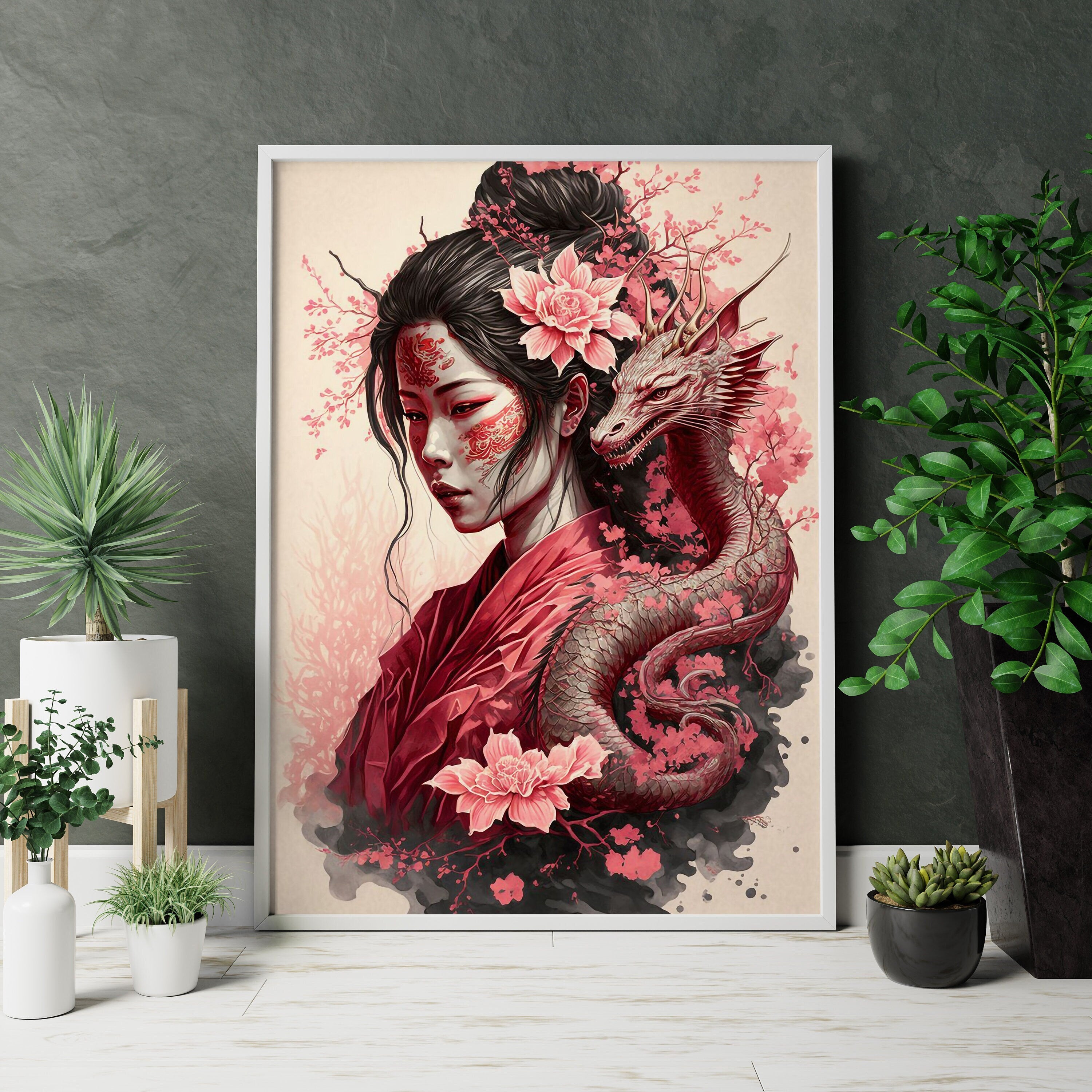 Samurai Anime Girl Canvas Art