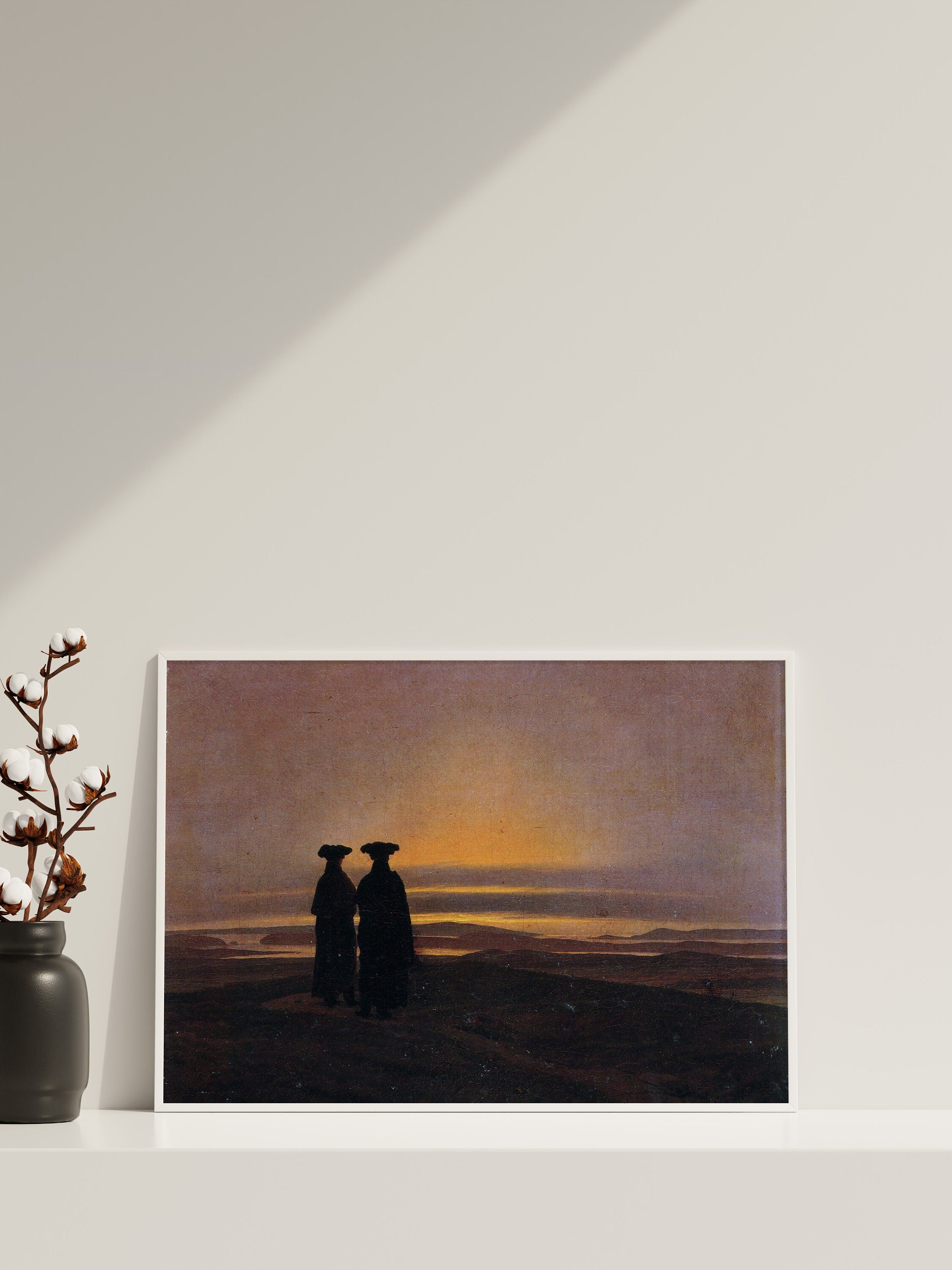 Caspar David Friedrich Evening Landscape with Two Men Canvas Art