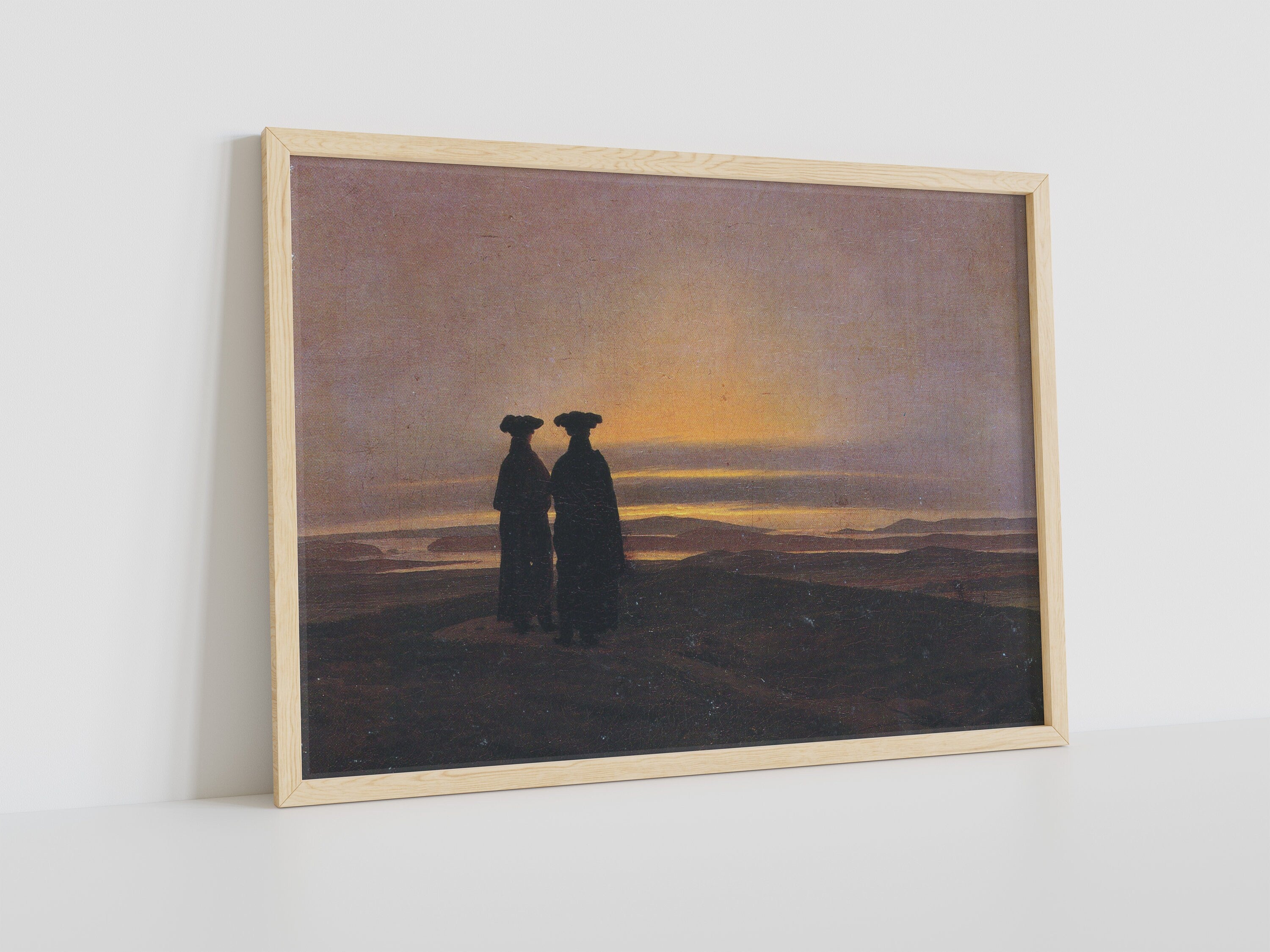 Caspar David Friedrich Evening Landscape with Two Men Canvas Art