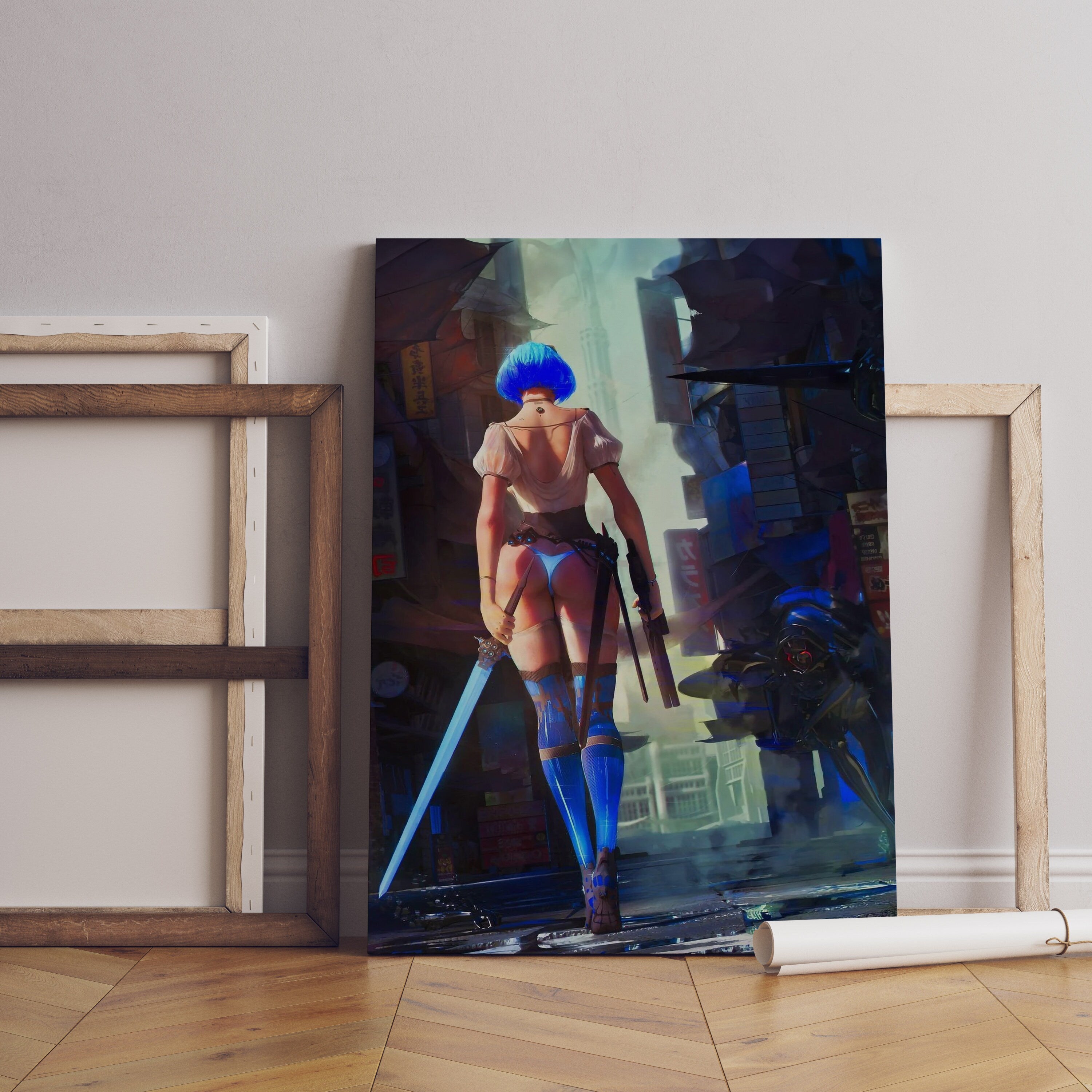 Anime ,Cyberpunk Girl Canvas Wall Art