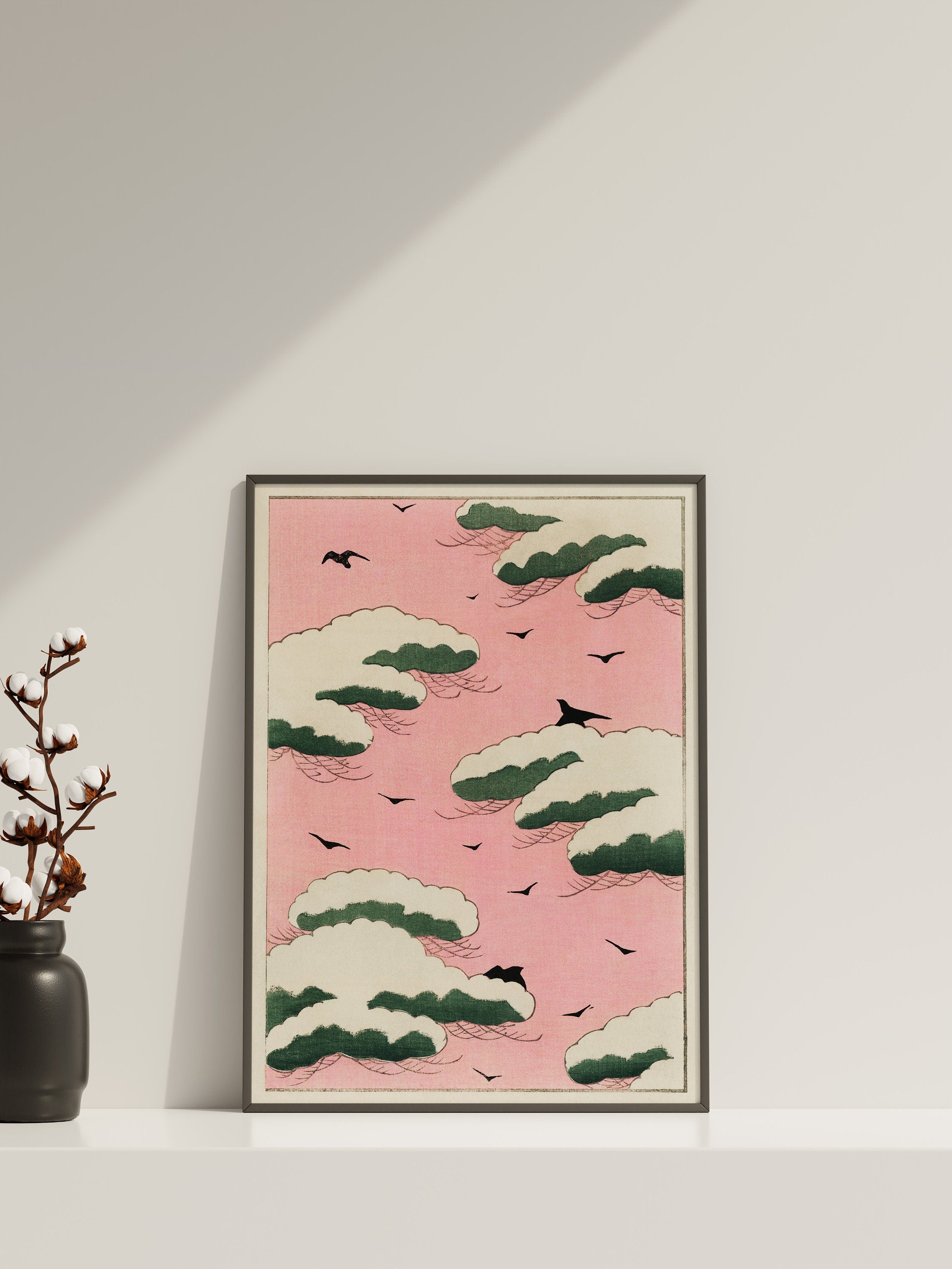 Pink Sky illustration Canvas Wall Art