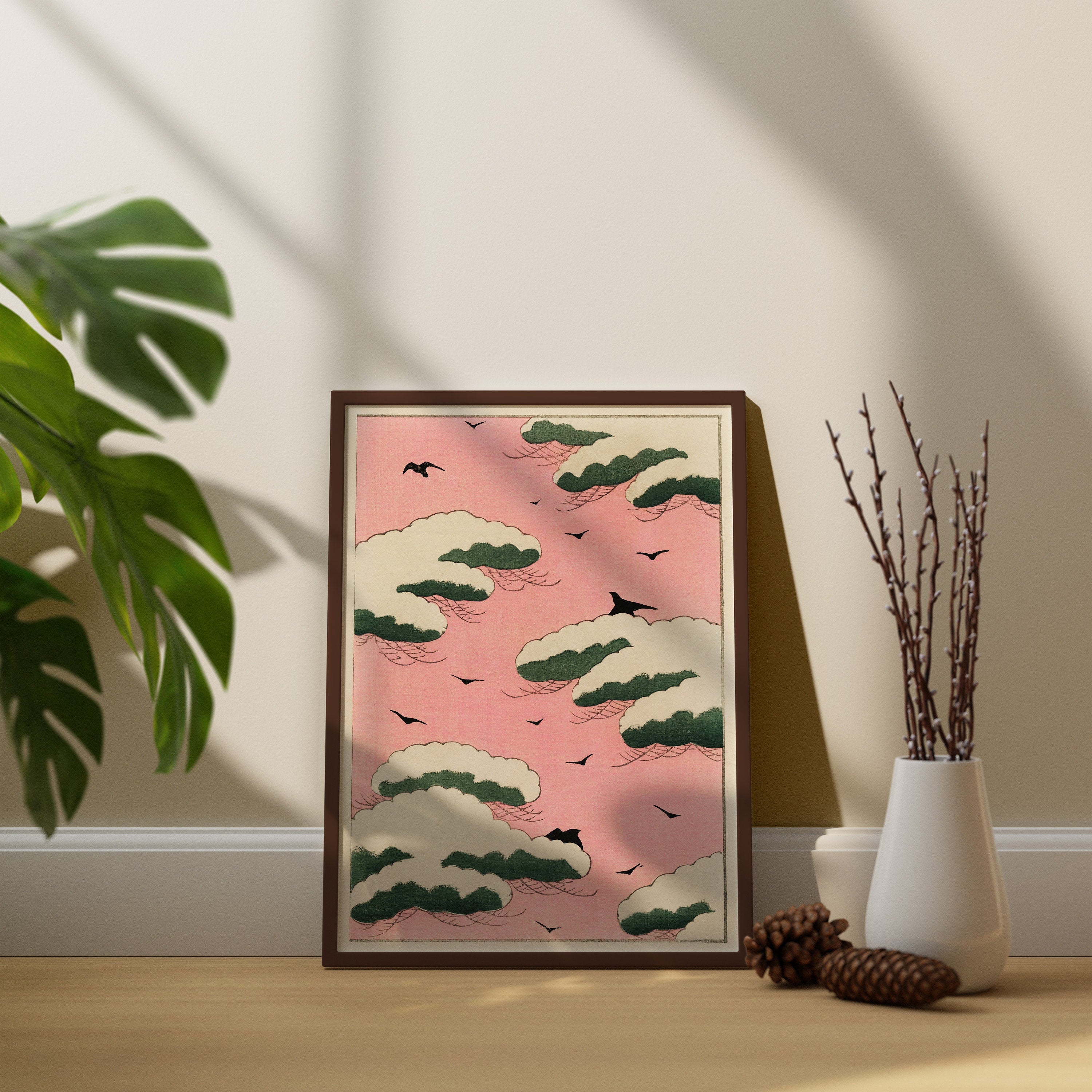 Pink Sky illustration Canvas Wall Art