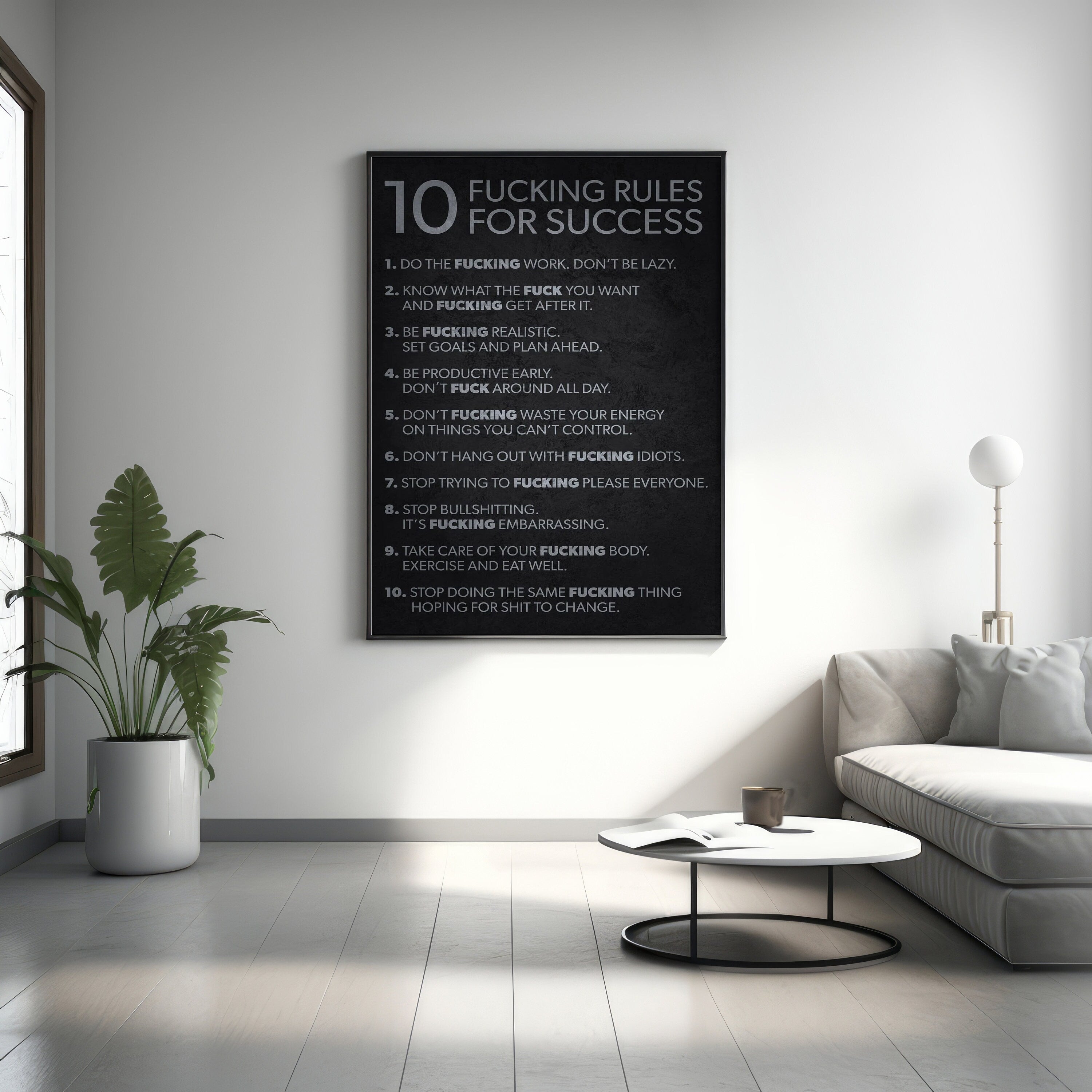 10 Rules Succes Quote Canvas Wall Decor