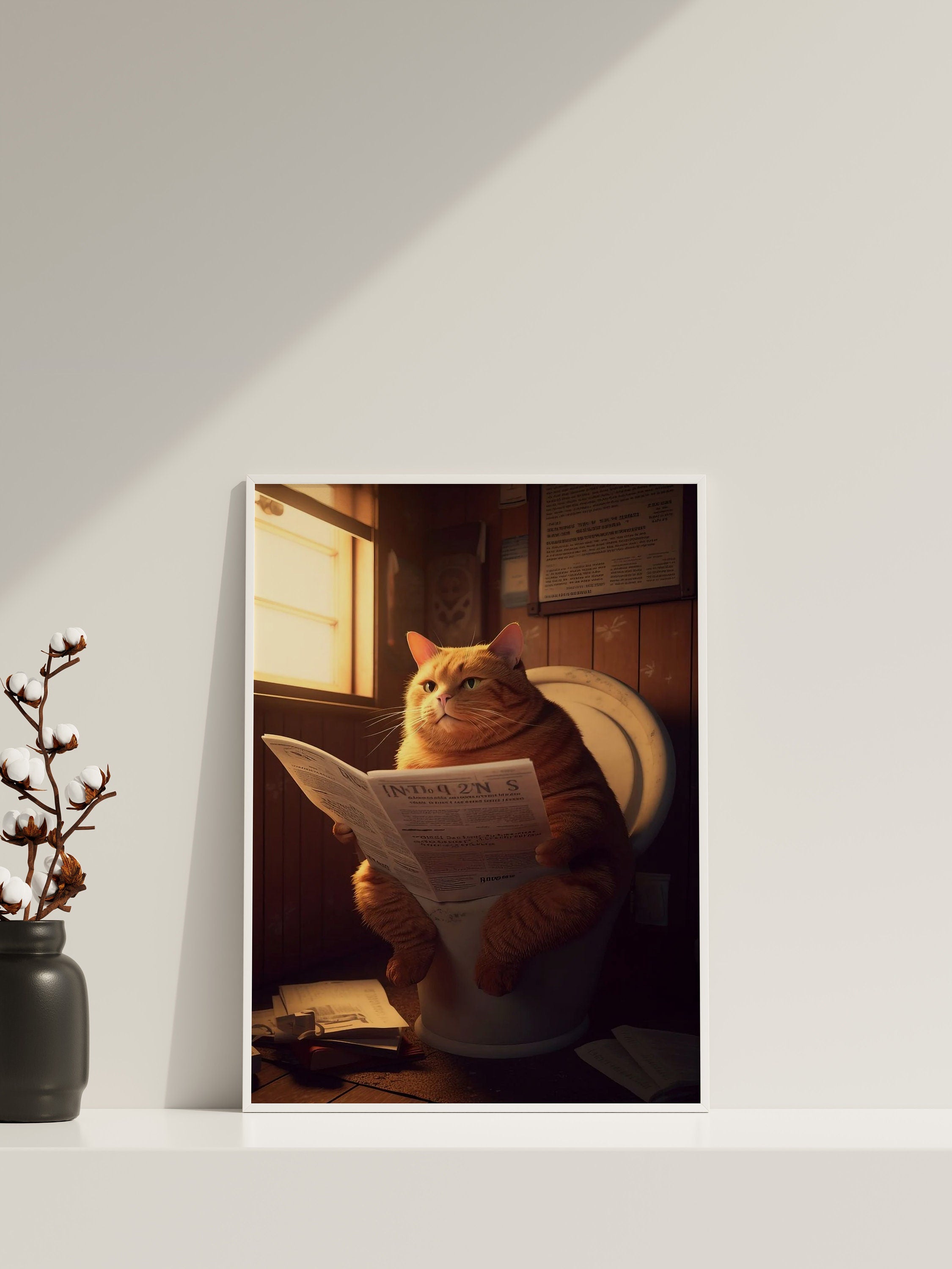 Toilet Cat Canvas Wall Art