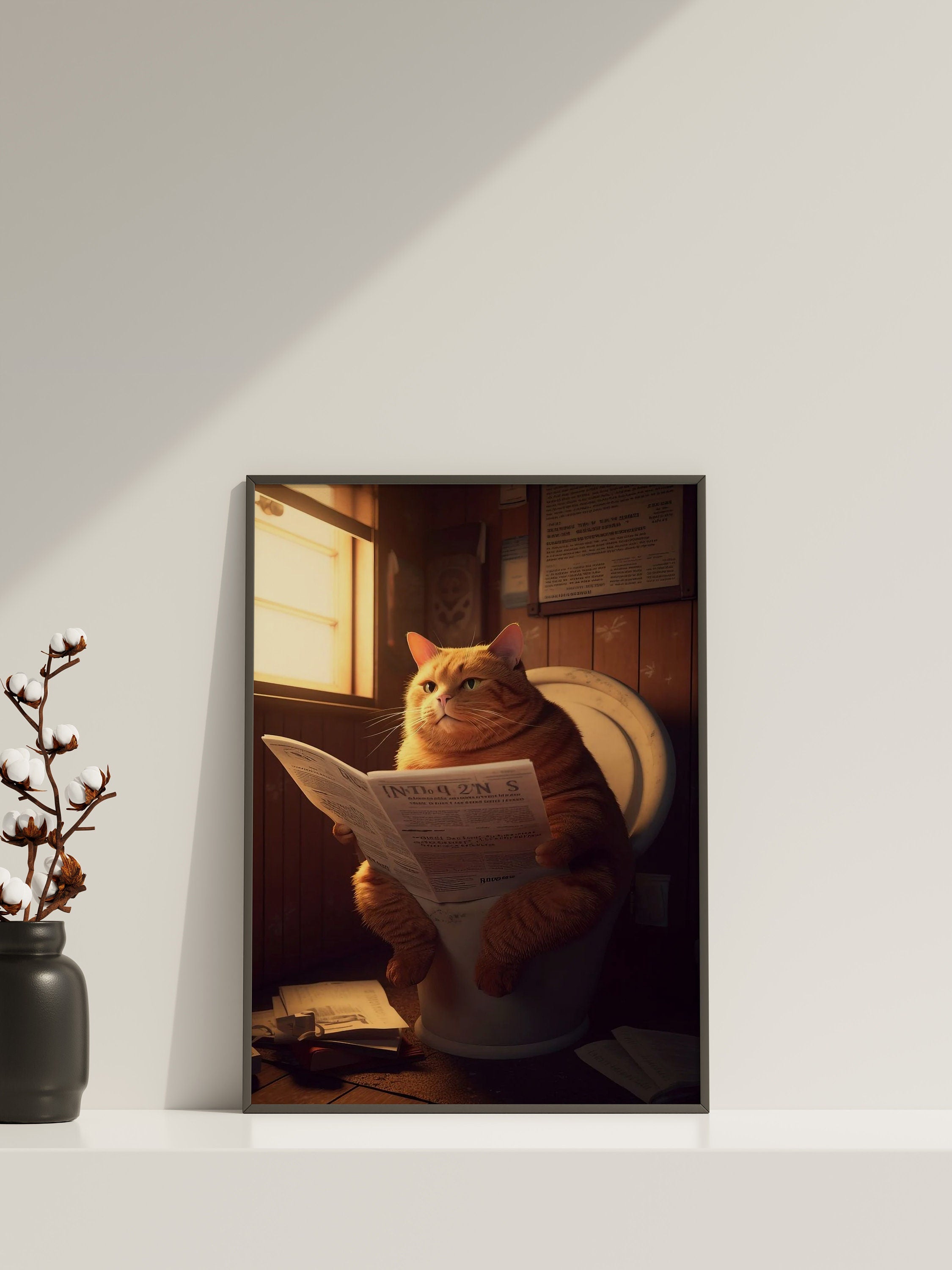 Toilet Cat Canvas Wall Art