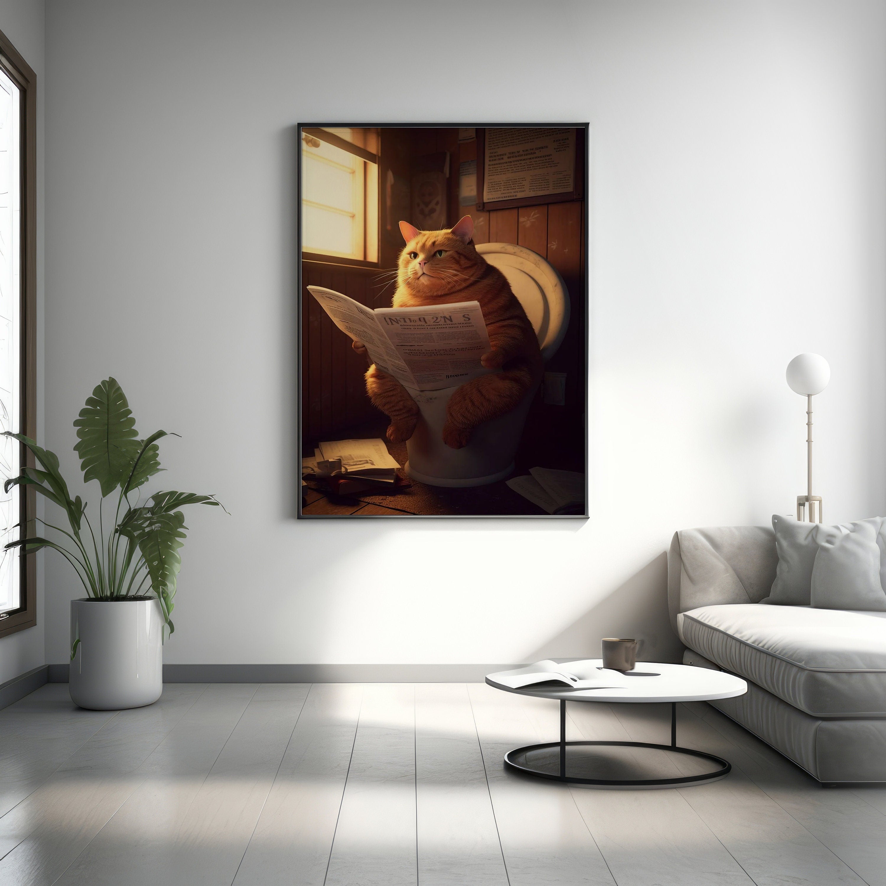 Toilet Cat Canvas Wall Art