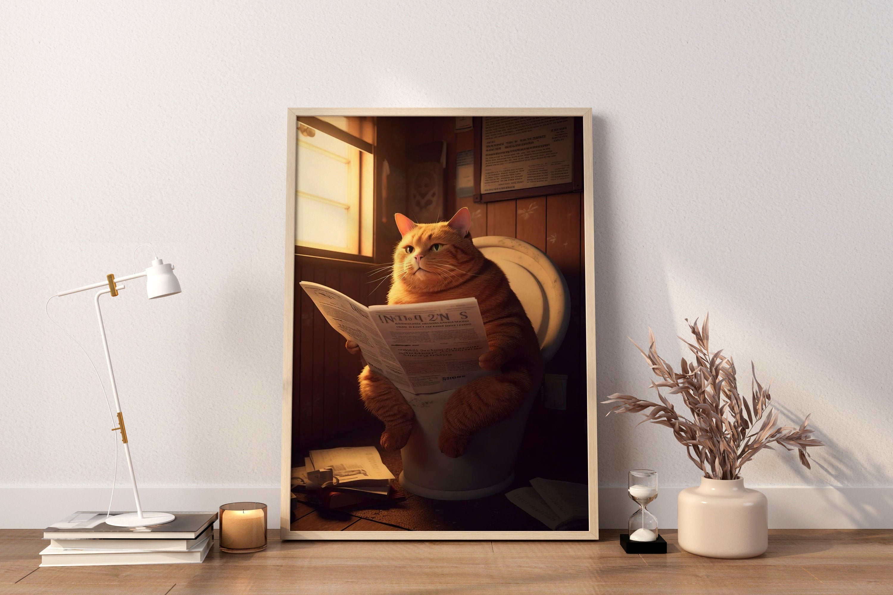 Toilet Cat Canvas Wall Art