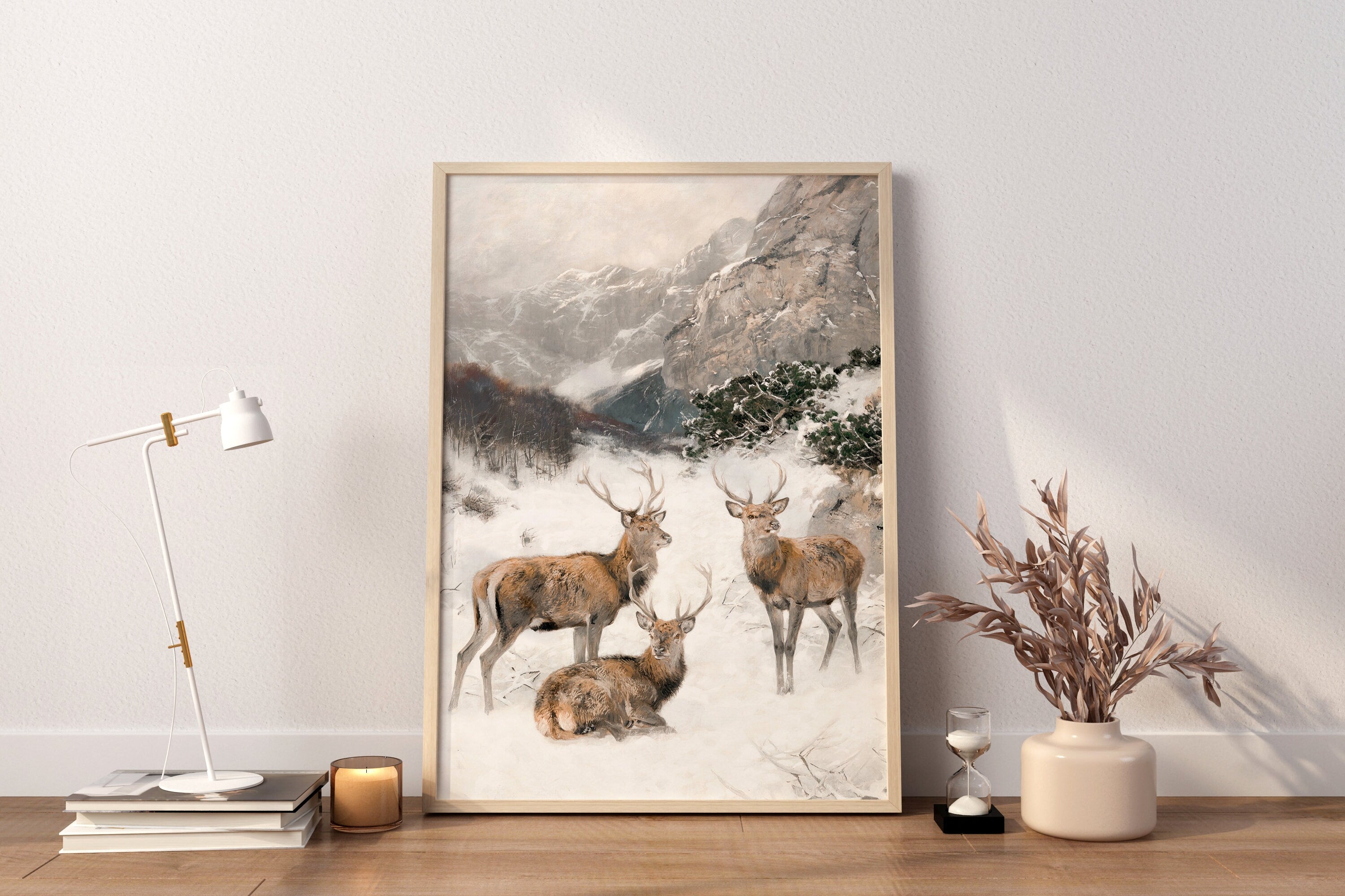 Christmas Deer Canvas Wall Art