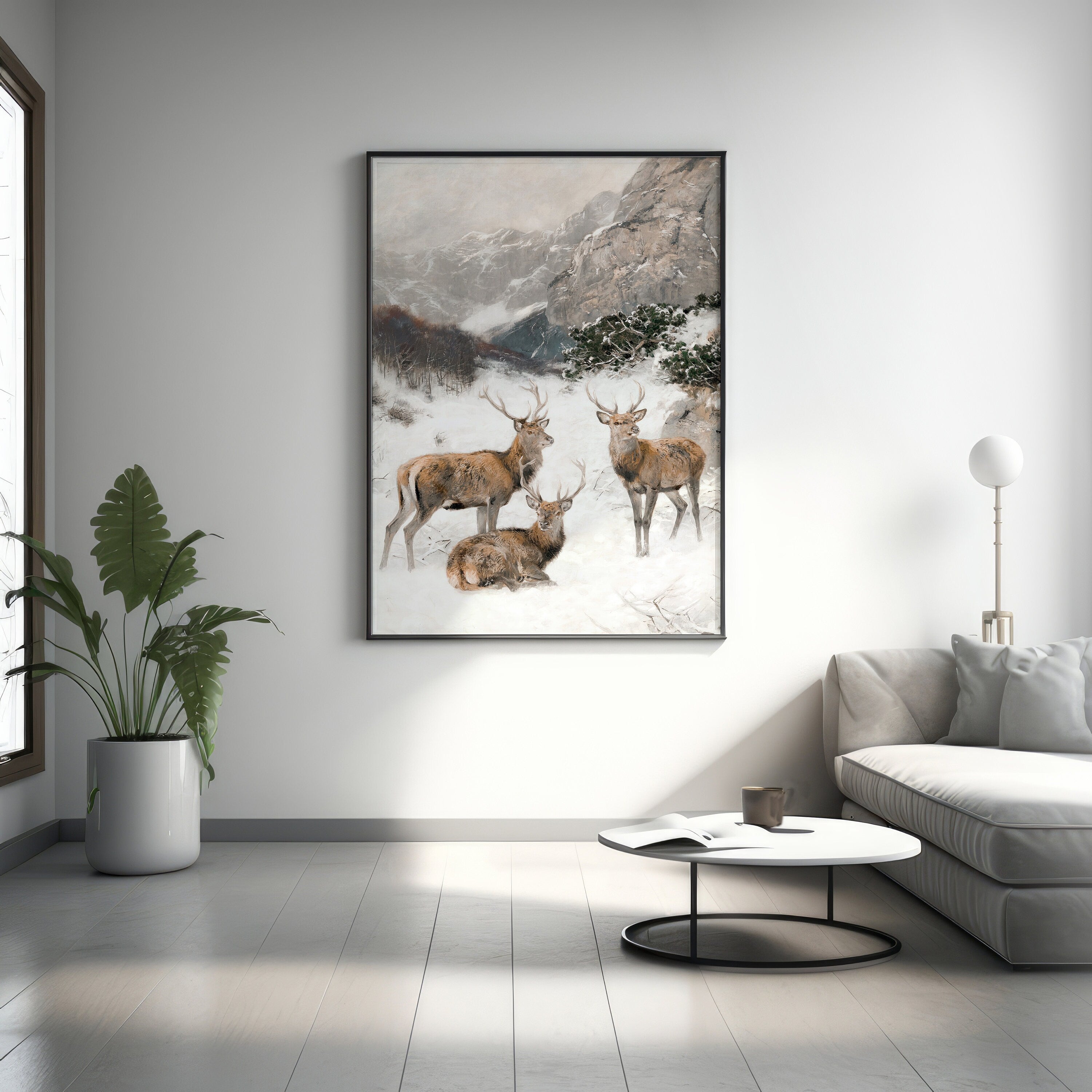 Christmas Deer Canvas Wall Art