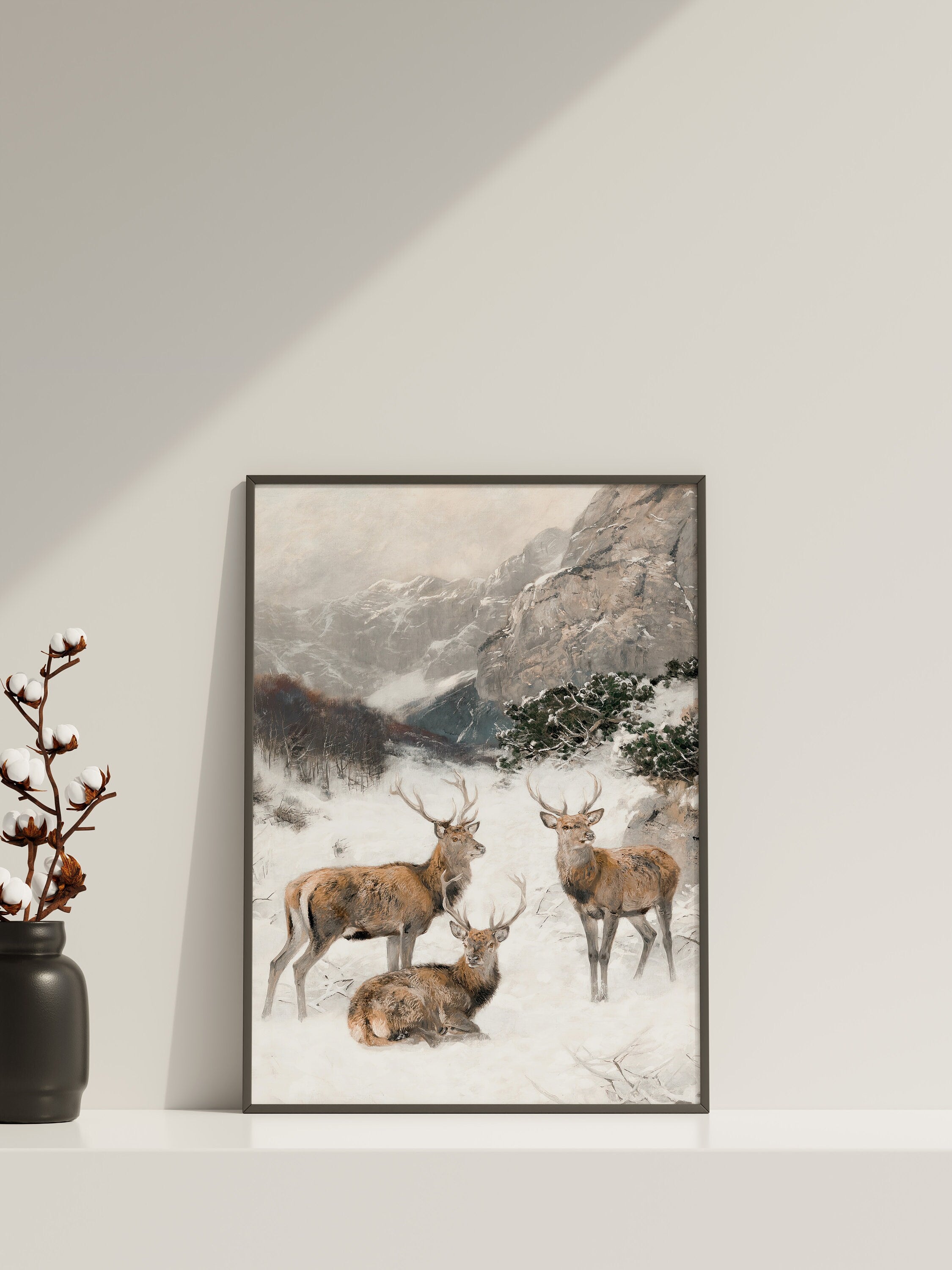 Christmas Deer Canvas Wall Art