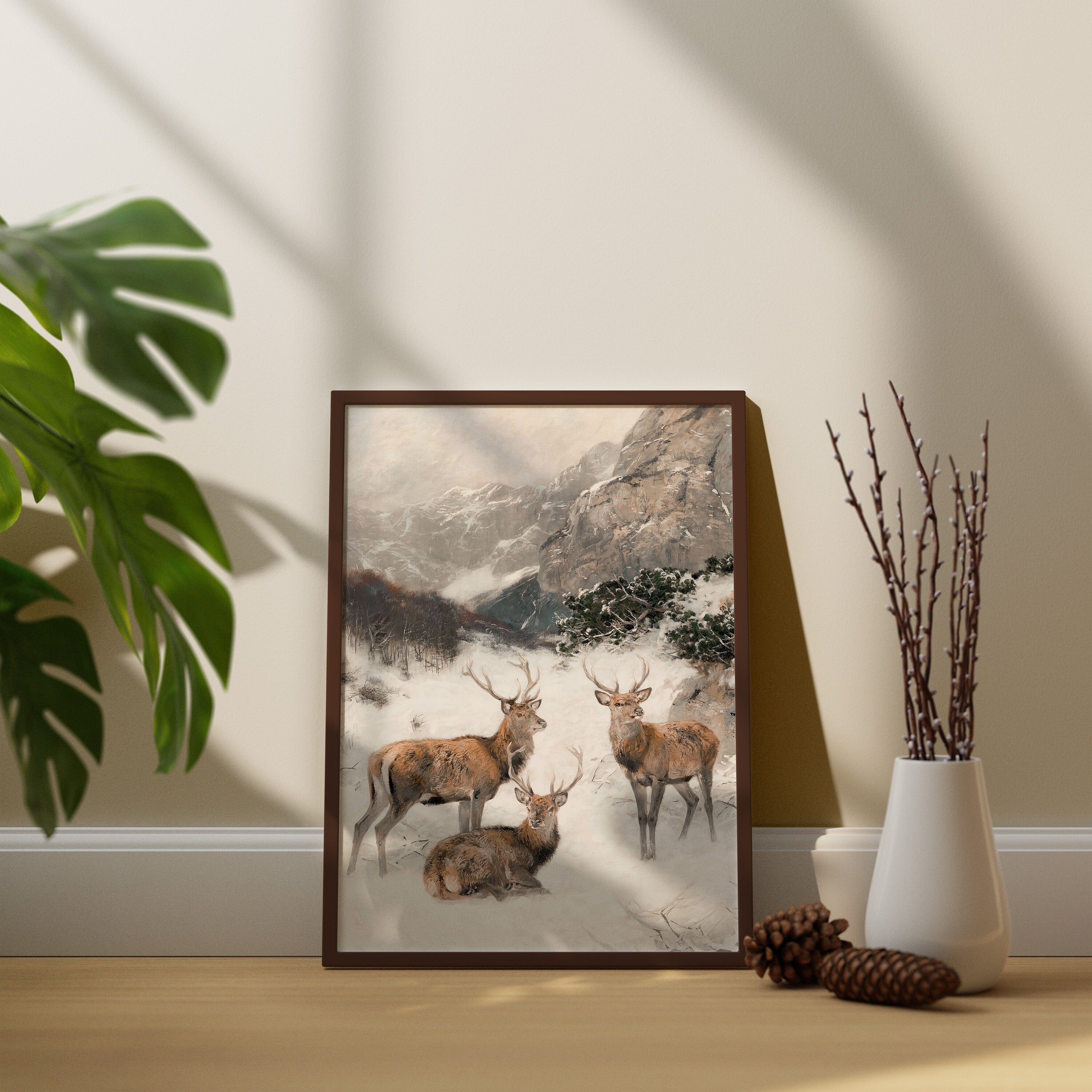 Christmas Deer Canvas Wall Art