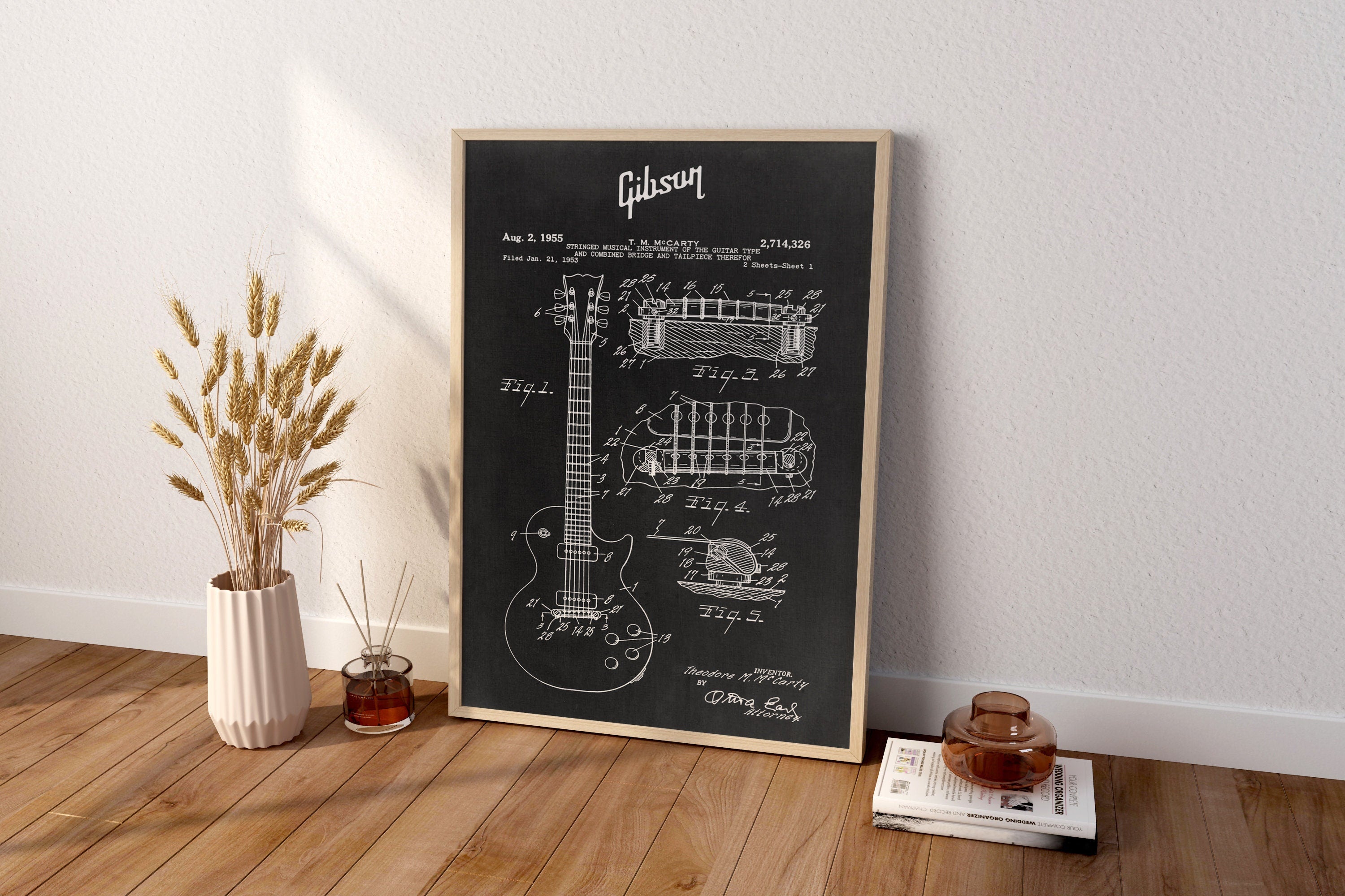 Gibson Guitar Blueprint Canvas Poster