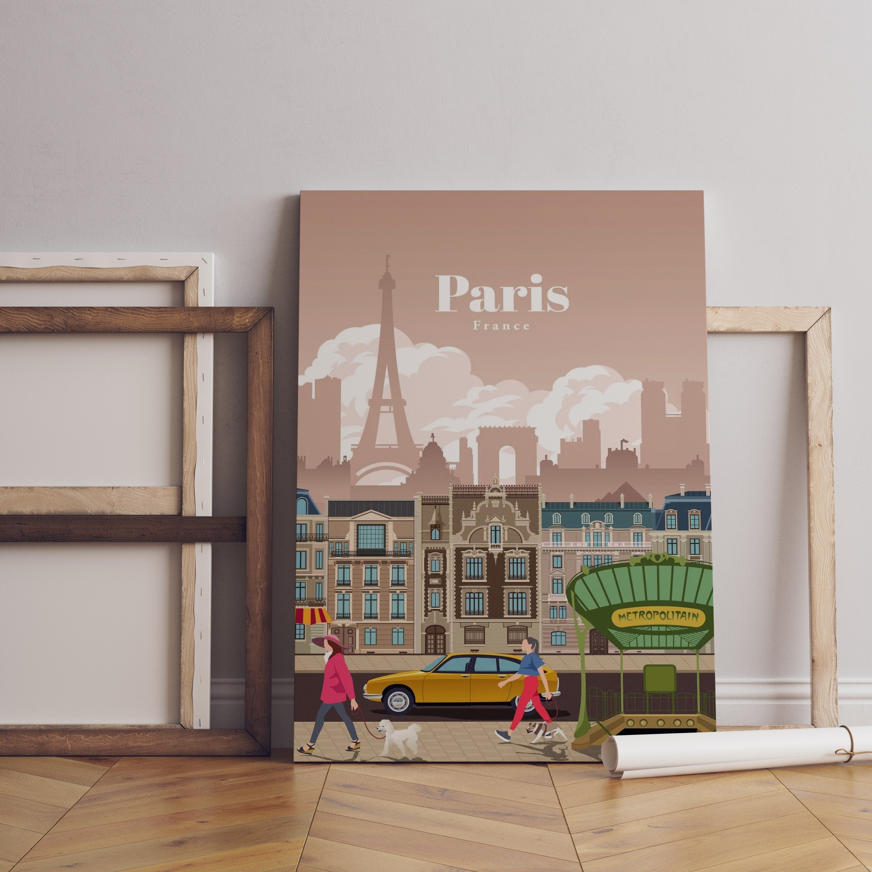 Retro Paris Canvas Wall Art