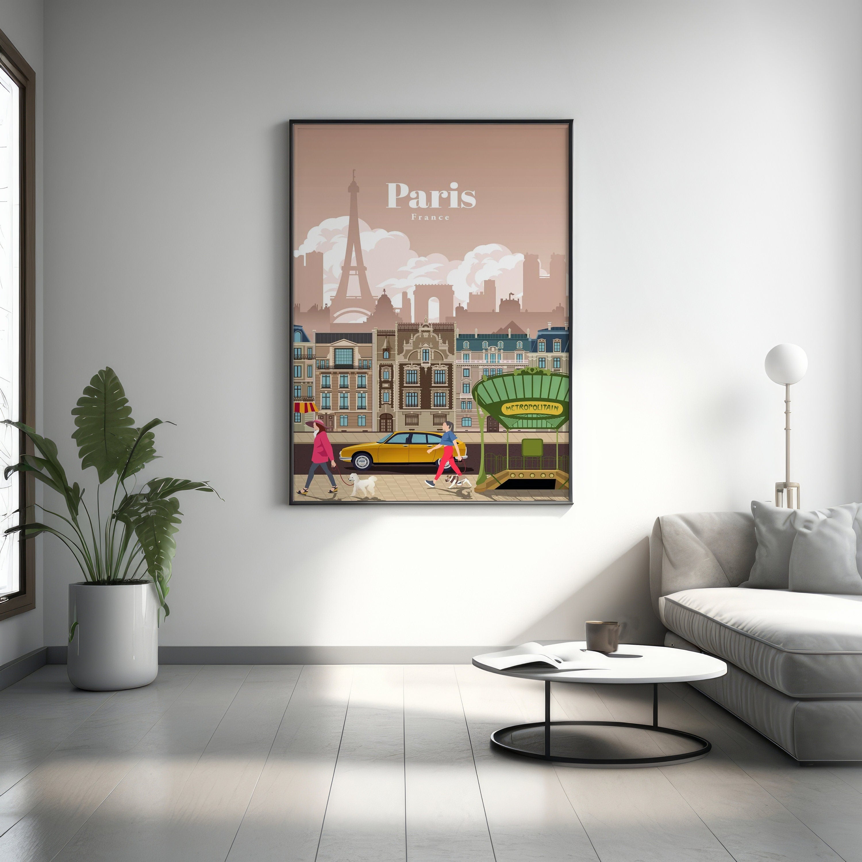 Retro Paris Canvas Wall Art