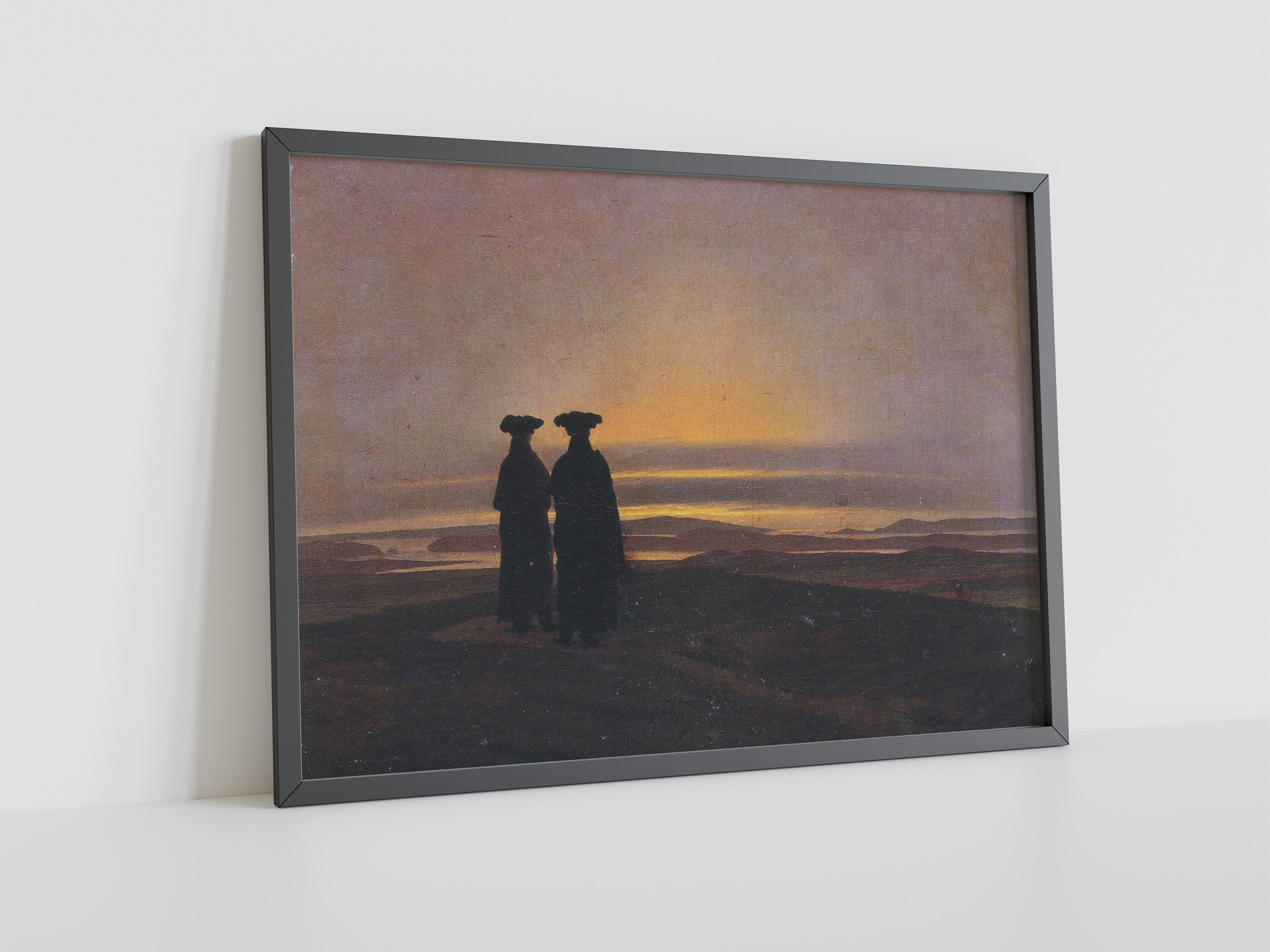 Caspar David Friedrich Evening Landscape with Two Men Canvas Art