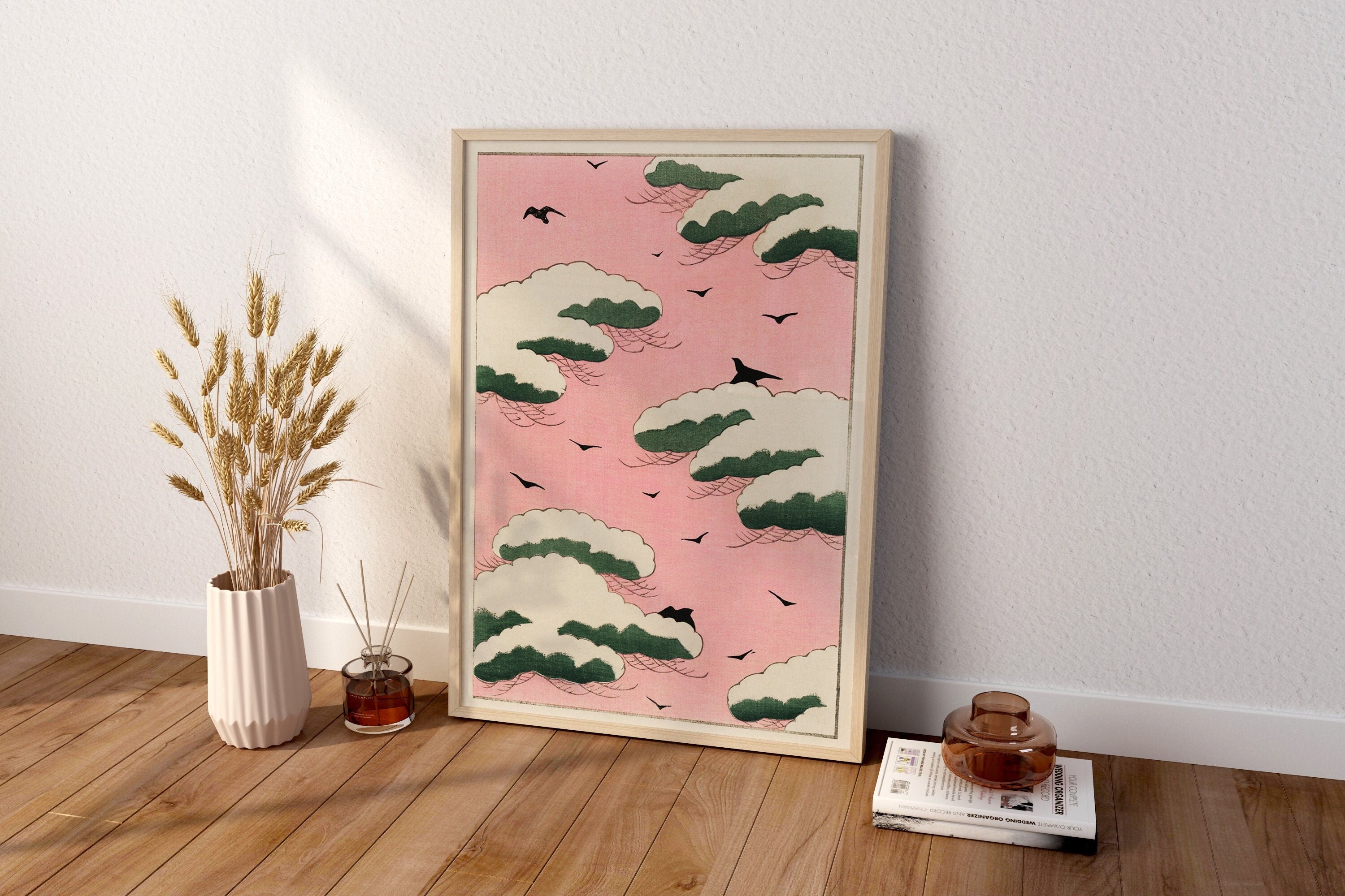 Pink Sky illustration Canvas Wall Art